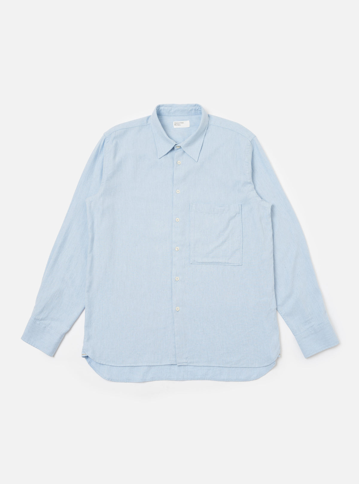 Light Blue Brushed Marl Twill Square Pocket Shirt