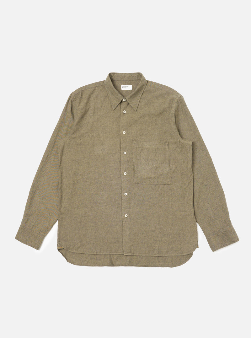 Mustard Brushed Marl Twill Square Pocket Shirt