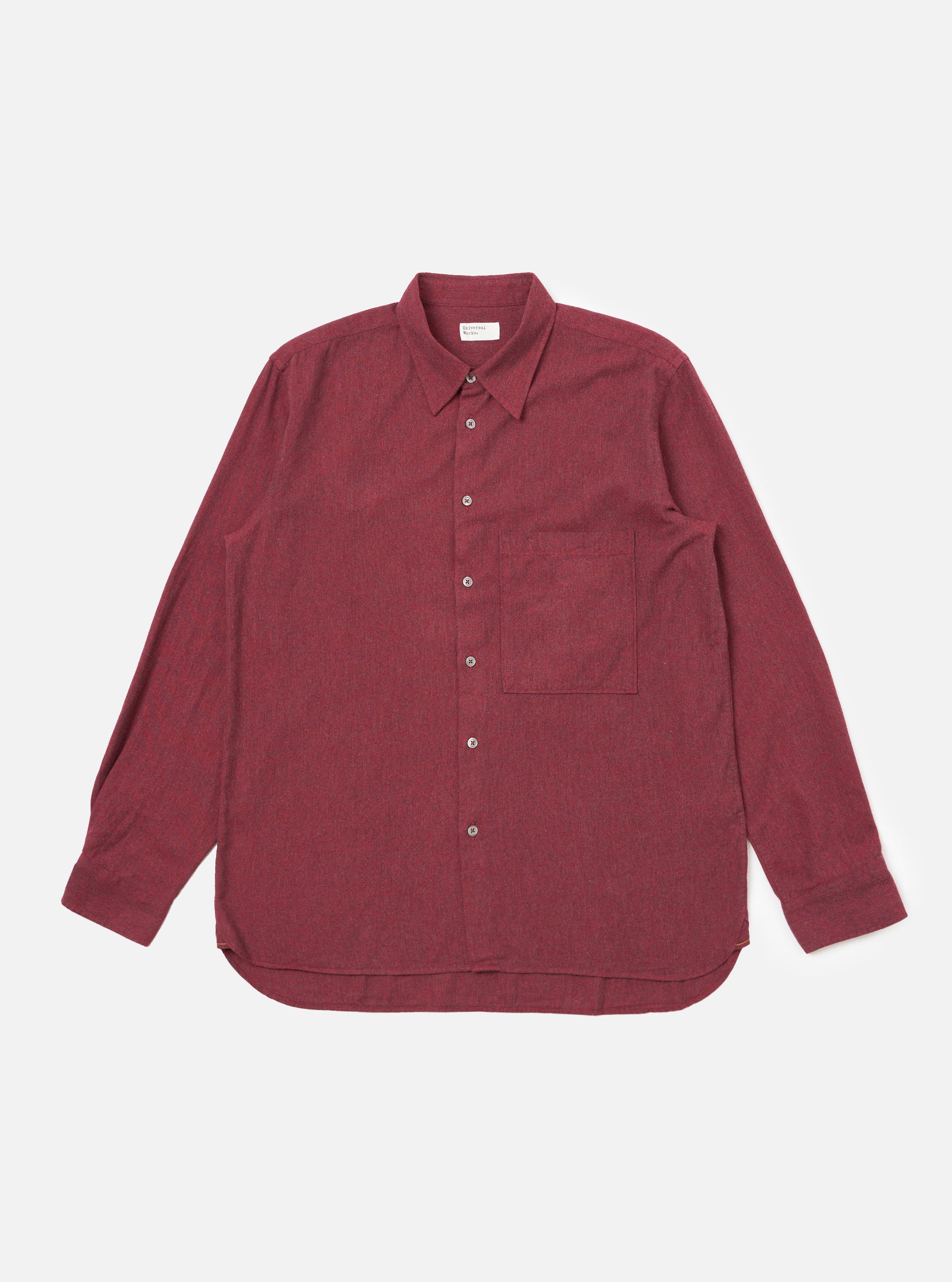 Men's Red Brushed Marl Twill Square Pocket Shirt Universal Works Men's Red Brushed Marl Twill Square Pocket Shirt Universal Works