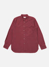 The Red Brushed Marl Twill Square Pocket Shirt, laid flat on a white background. The shirt is a deep red color, made of a soft brushed twill. It has a relaxed fit and a square pocket.