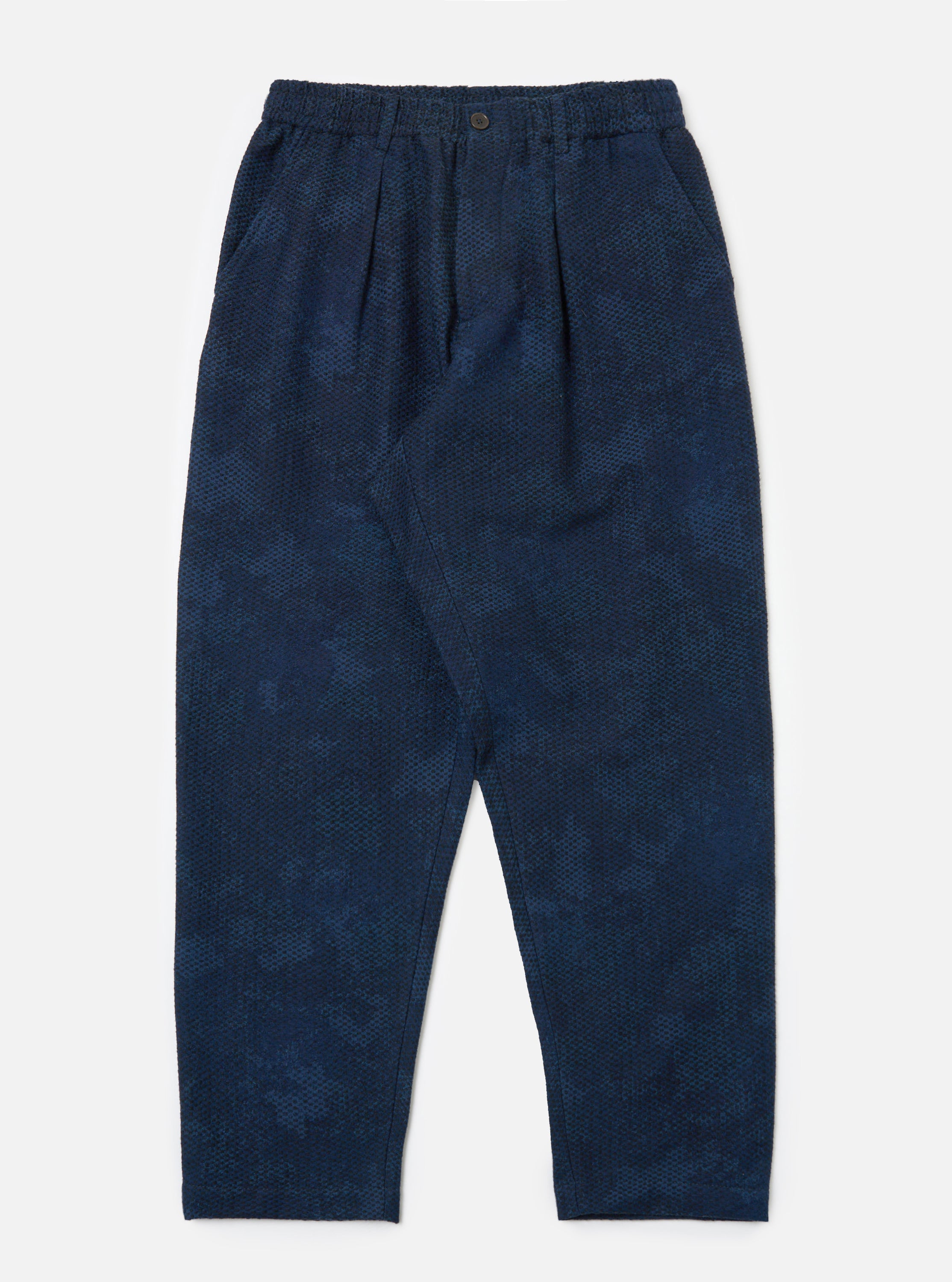 Men's Black/Indigo Denim Camo Pleated Track Pant – Universal Works