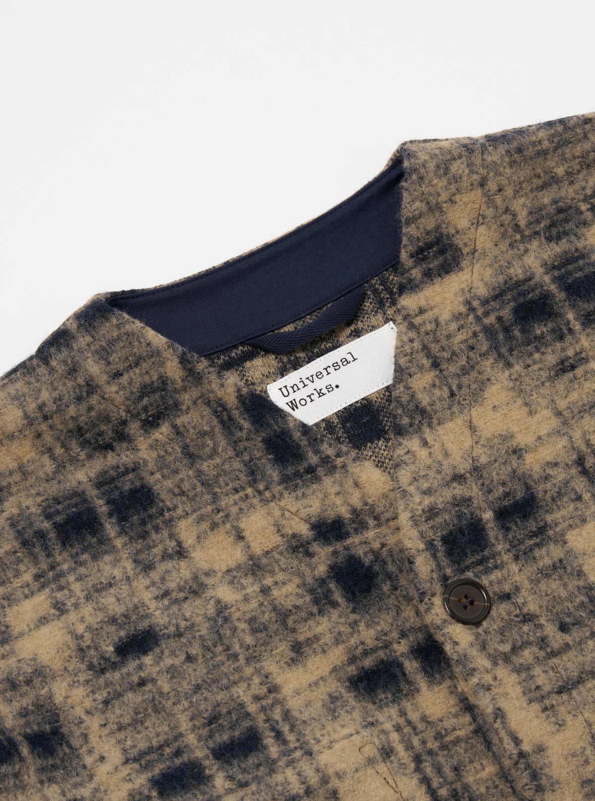 Navy Patch Check Fleece Cardigan