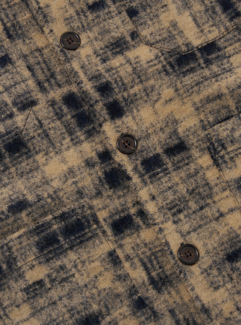 Navy Patch Check Fleece Cardigan
