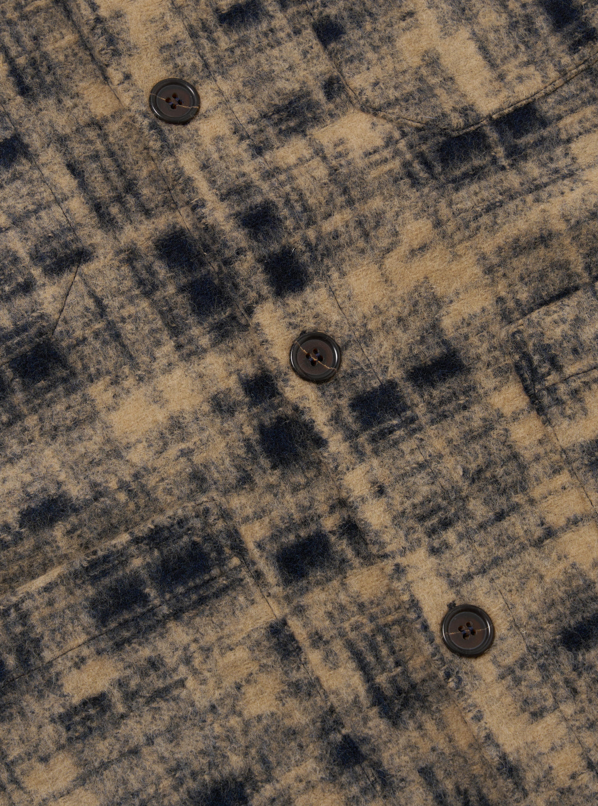 Navy Patch Check Fleece Cardigan