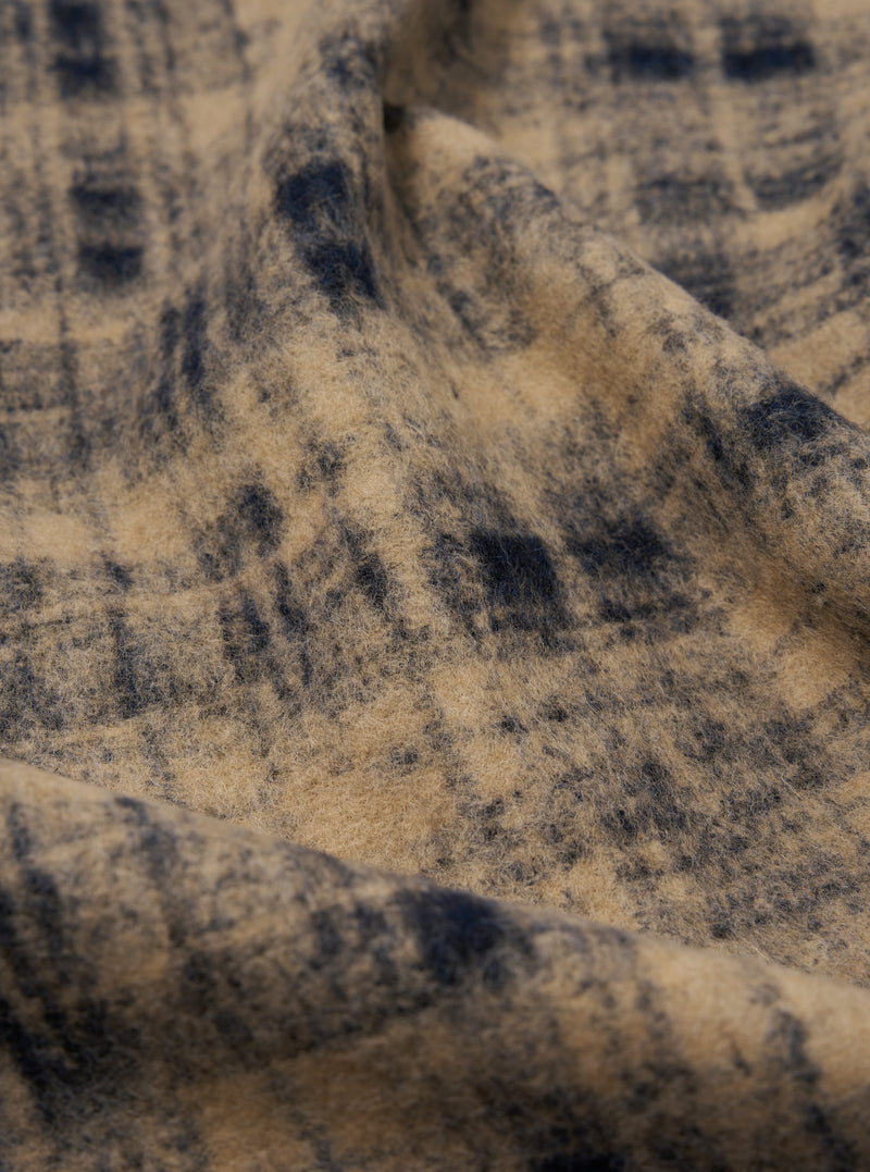 Navy Patch Check Fleece Cardigan