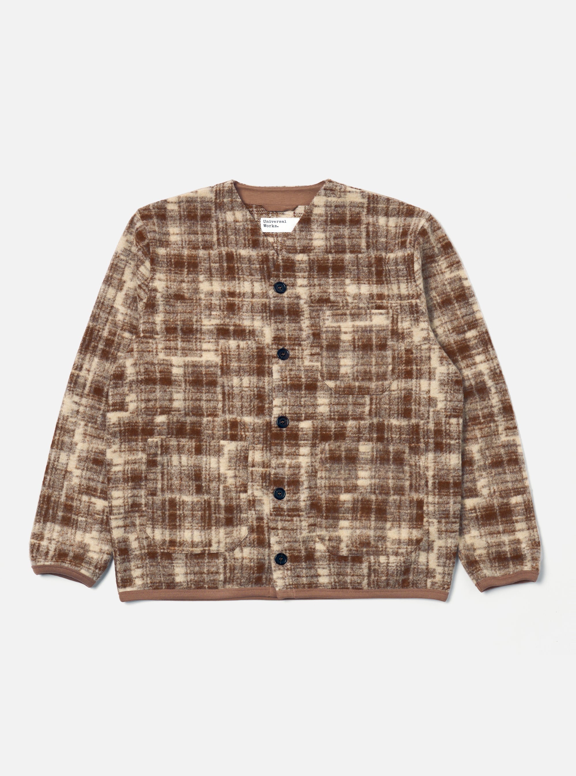 Sand Patch Check Fleece Cardigan