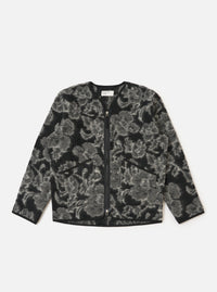 Charcoal Flower Fleece Zip Liner Jacket