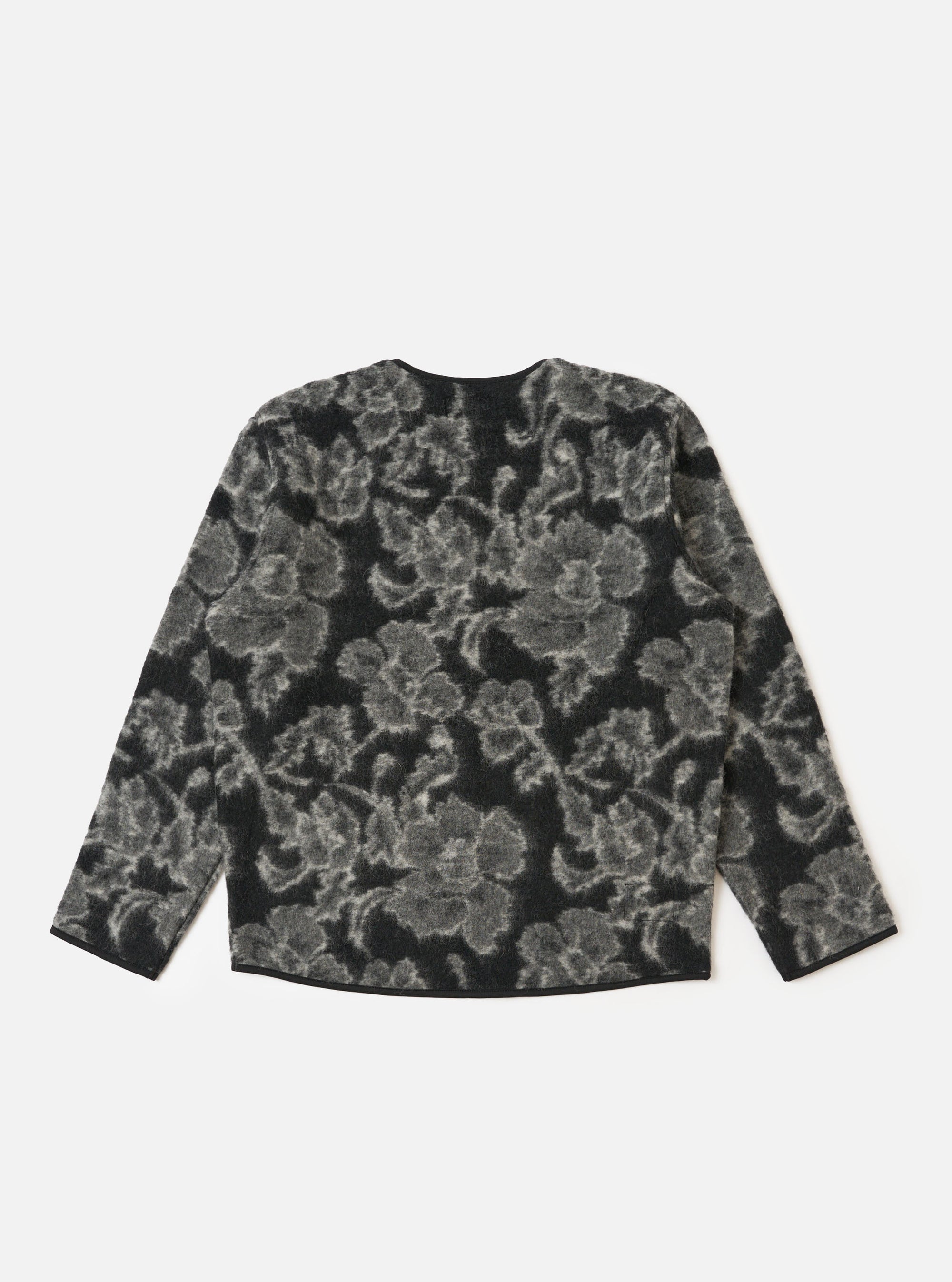 Charcoal Flower Fleece Zip Liner Jacket
