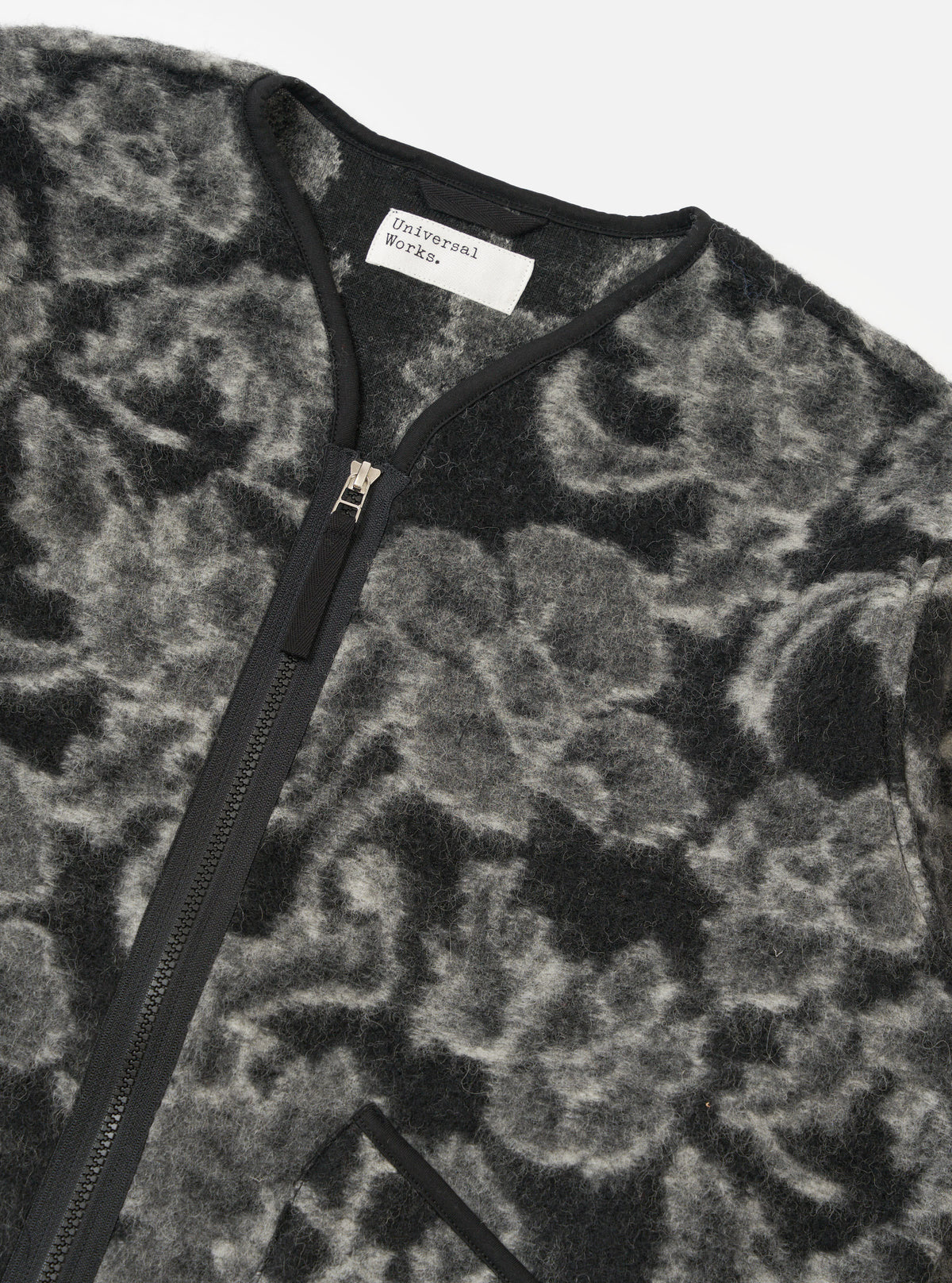 Charcoal Flower Fleece Zip Liner Jacket