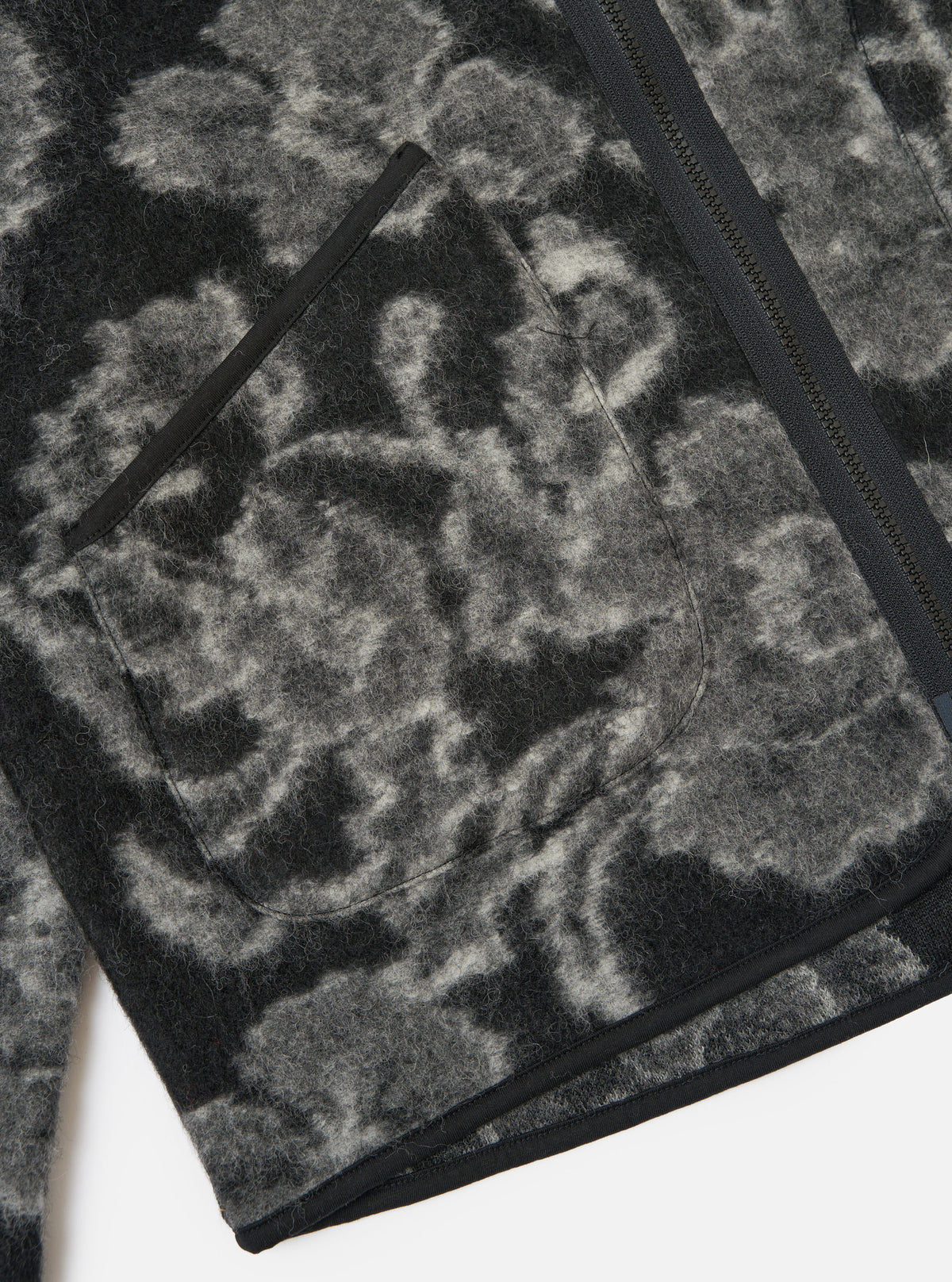 Charcoal Flower Fleece Zip Liner Jacket