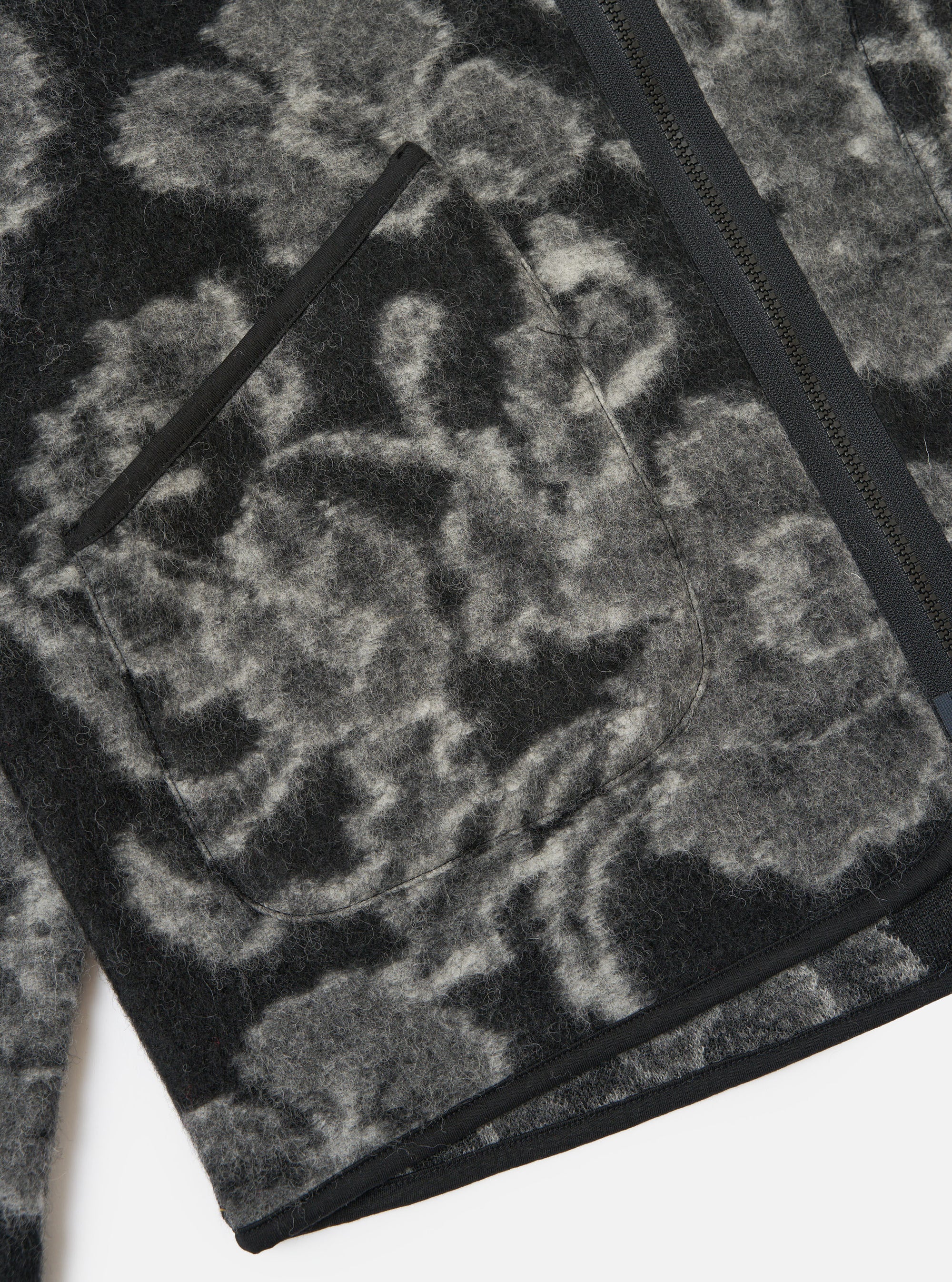 Charcoal Flower Fleece Zip Liner Jacket