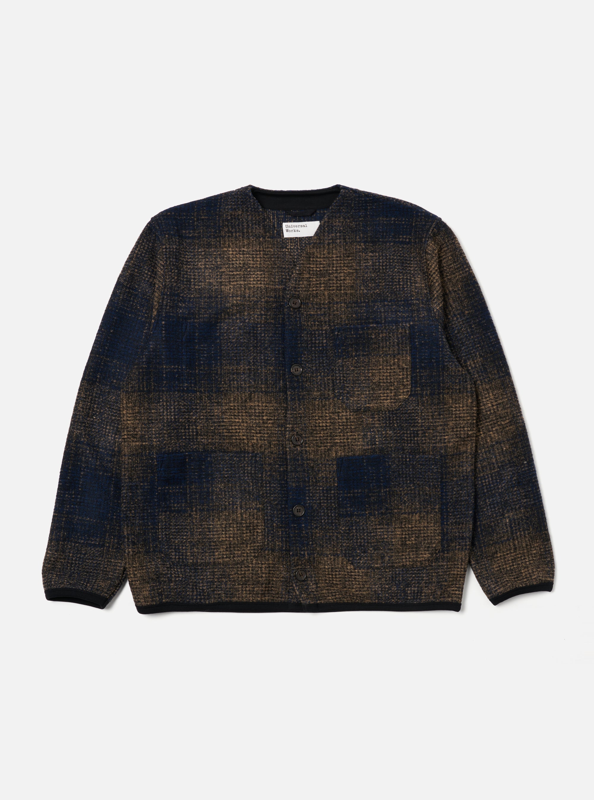 Navy Deca Check Cardigan