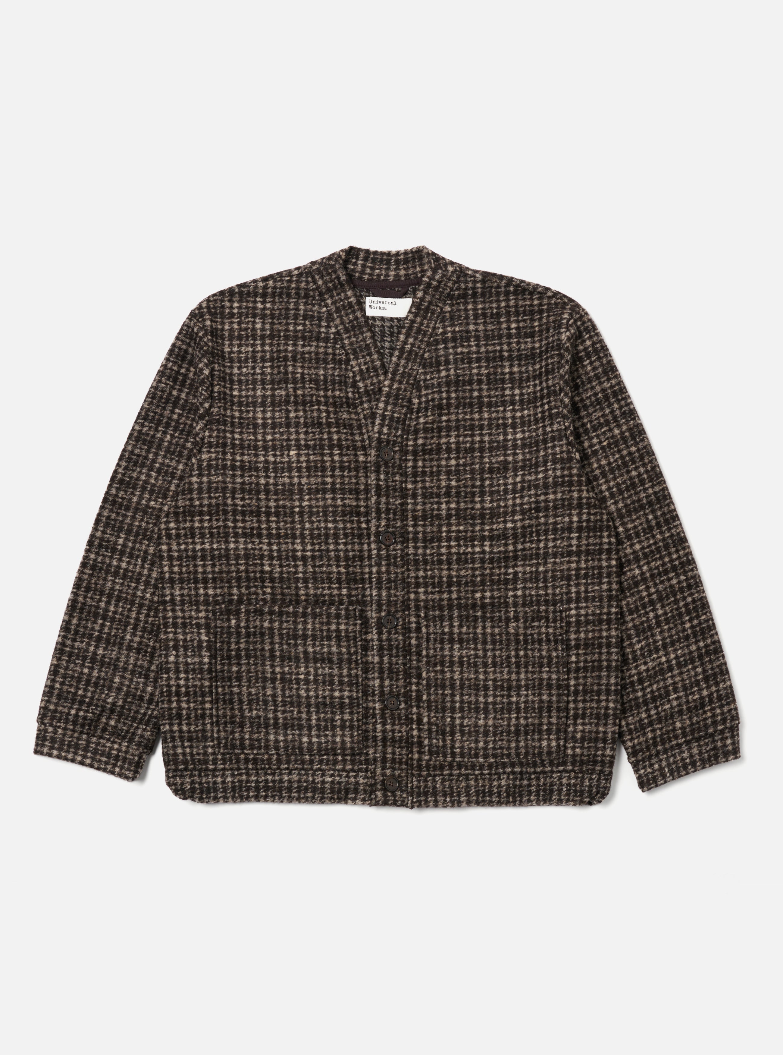 a nu ansウールブレンド ブラウン カーディガン Men's Brown Jacquard Knit Advance Cardigan – Universal Works