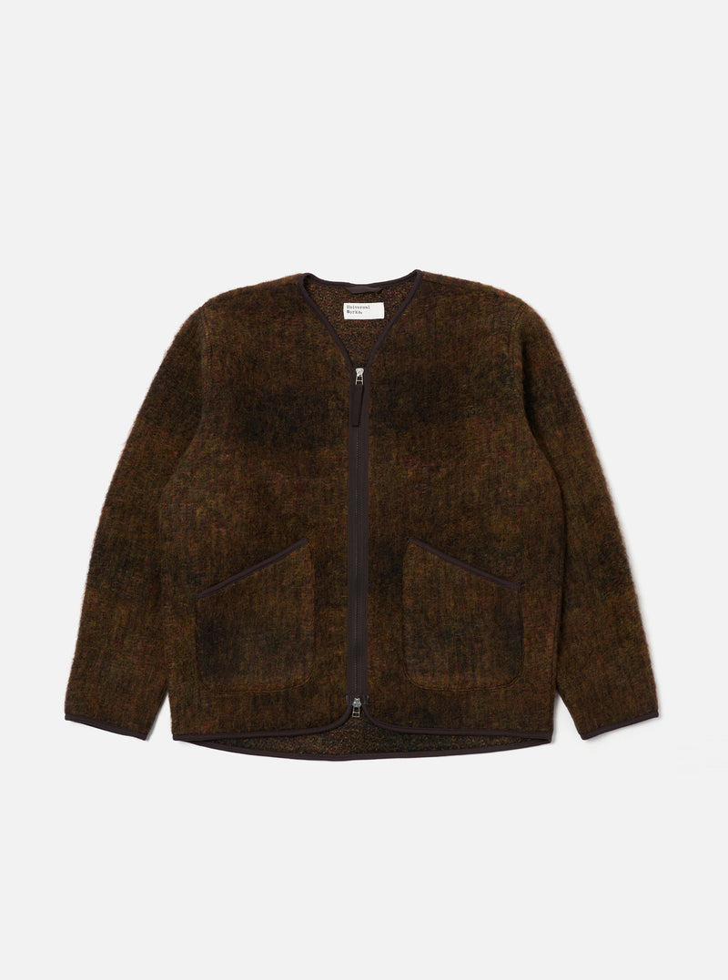 The Brown Alps Fleece Zip Liner Jacket is displayed on a white background. The jacket is brown fleece with a full zip and two pockets.