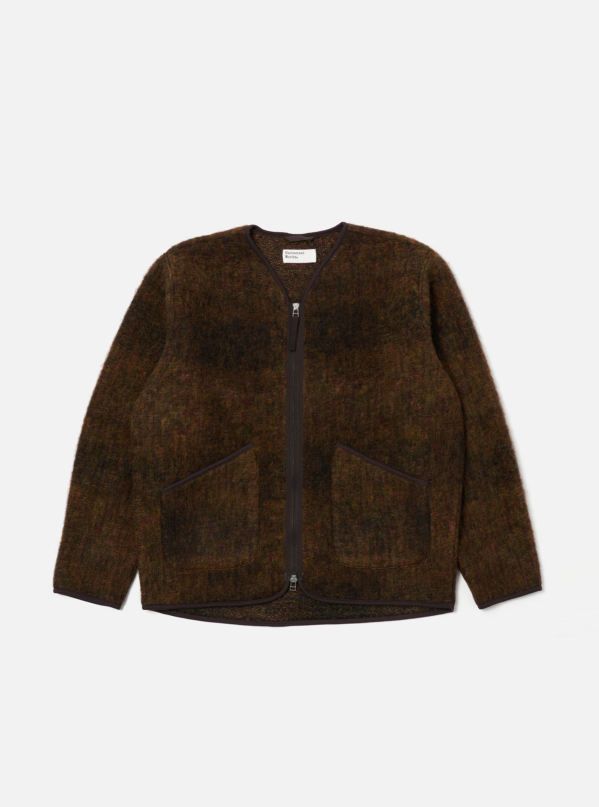 The Brown Alps Fleece Zip Liner Jacket is displayed on a white background. The jacket is brown fleece with a full zip and two pockets.