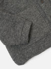 Close-up of the Grey Marl Wool Fleece Advance Cardigan on a white background, showcasing the texture and button details.