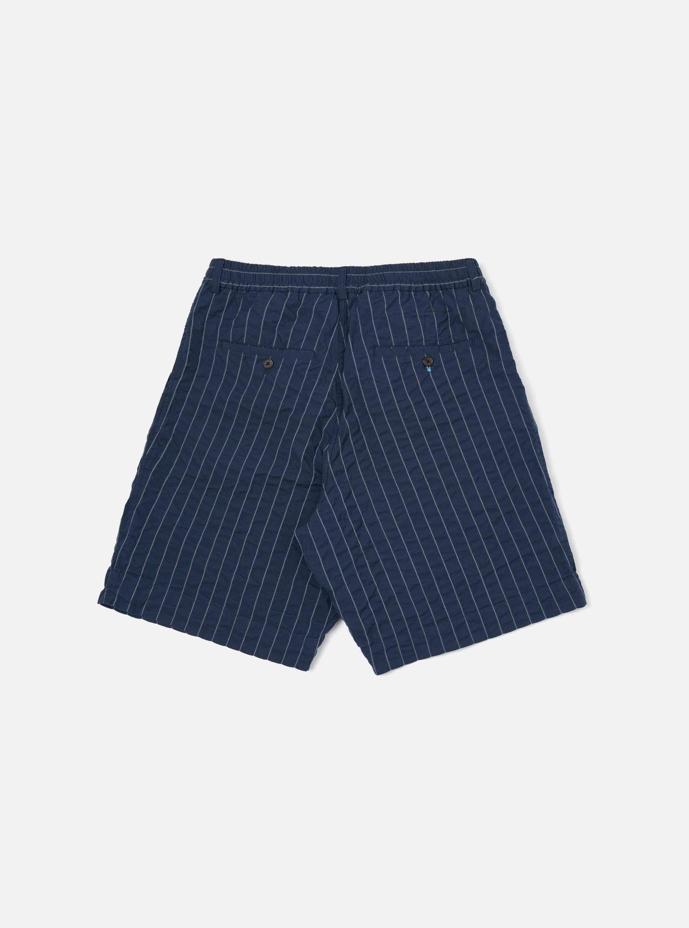 80s 〜 stripe slacks shorts Men's Navy Seersucker Striped Pleated Track Short – Universal Works