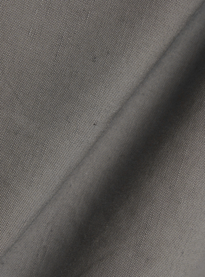 A close-up fabric swatch image of the Mid Grey Linen Slub Weave Franck Jacket. The image highlights the detailed texture of the mid-grey fabric, which features a visible, irregular slubbed weave. No models or mannequins are present in the image.