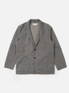 The Mid Grey Linen Slub Weave Two Button Jacket is shown as a flat lay against a white background. The jacket features a notch lapel, a two-button front closure, and two large patch pockets at the waist. The fabric has a visible textured slub weave in a mid-grey tone.