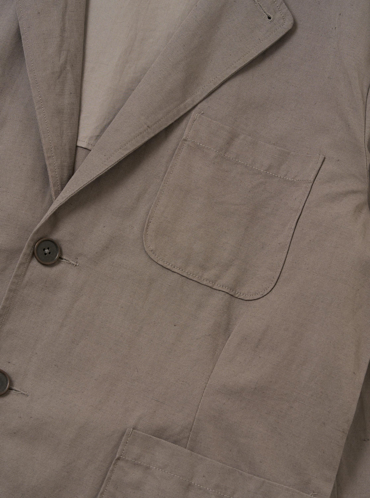 Mid Grey Linen Slub Weave Two Button Jacket