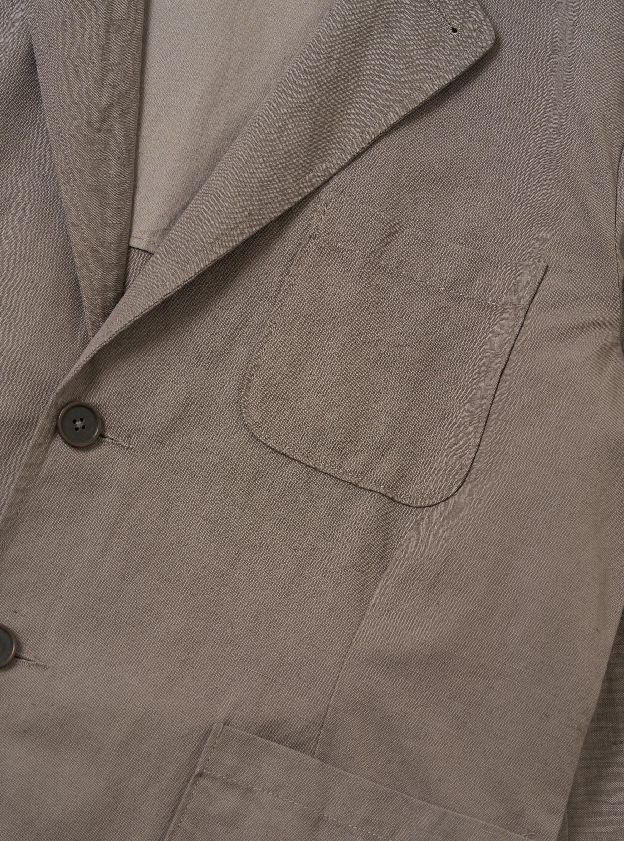 Mid Grey Linen Slub Weave Two Button Jacket