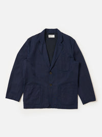 Navy Linen Slub Weave Two Button Jacket