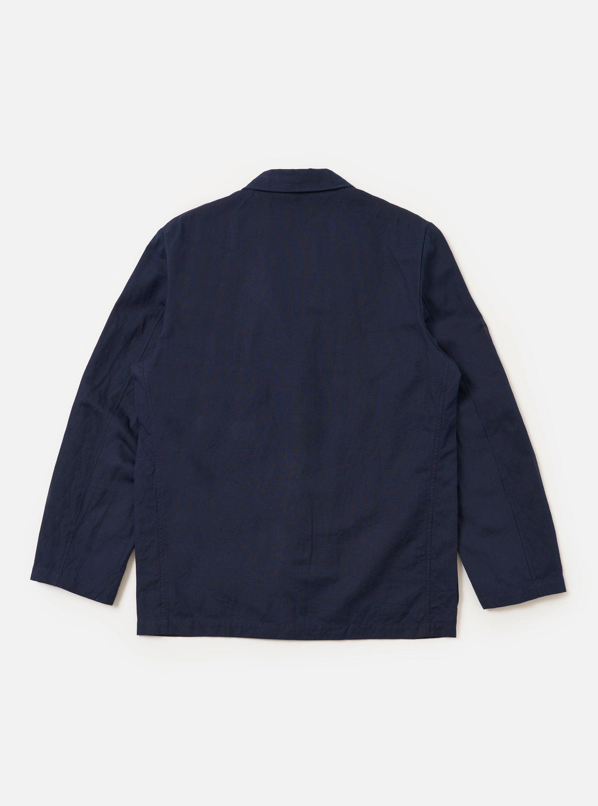 Navy Linen Slub Weave Two Button Jacket