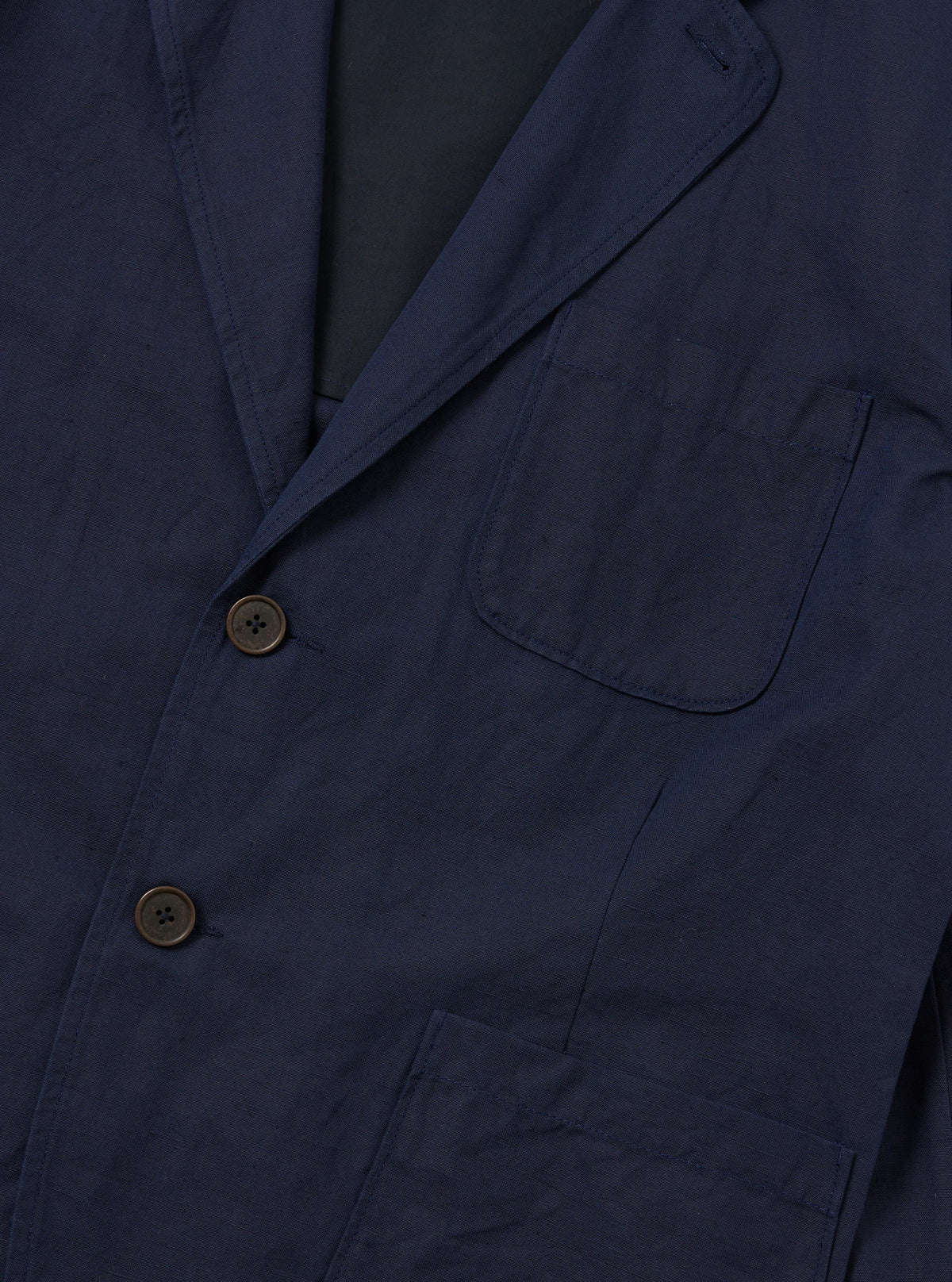 Navy Linen Slub Weave Two Button Jacket