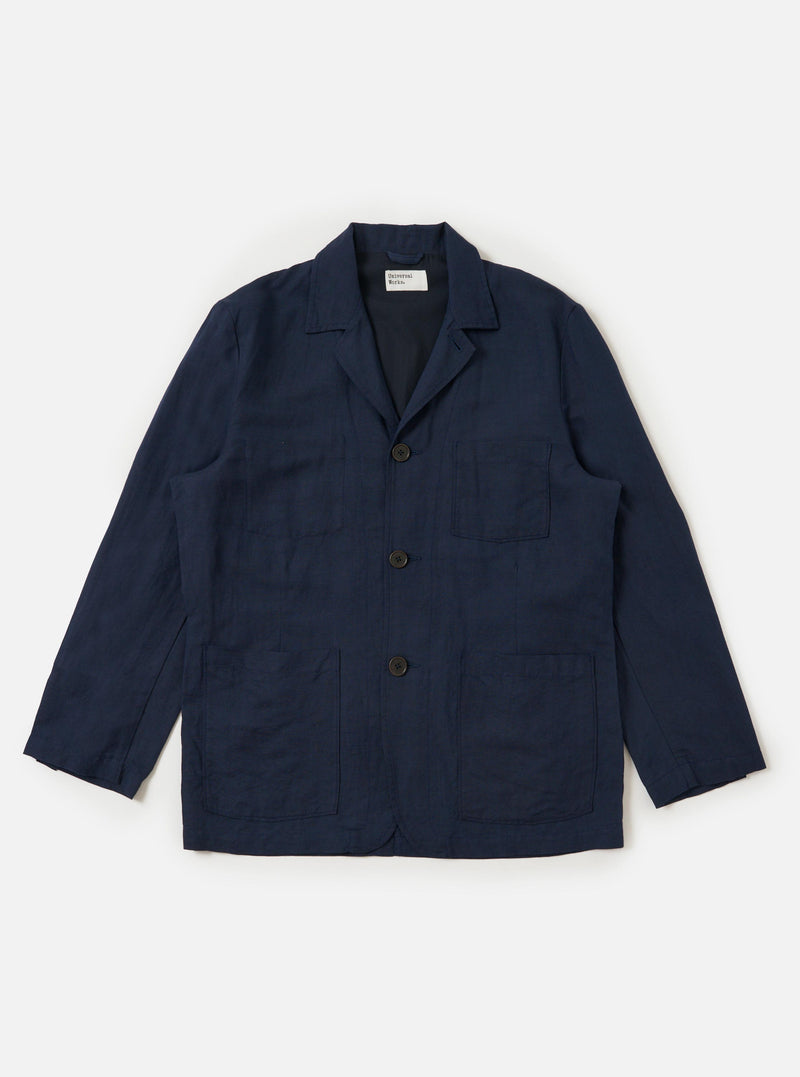 Navy Linen Cotton Shirting Dizzy Jacket
