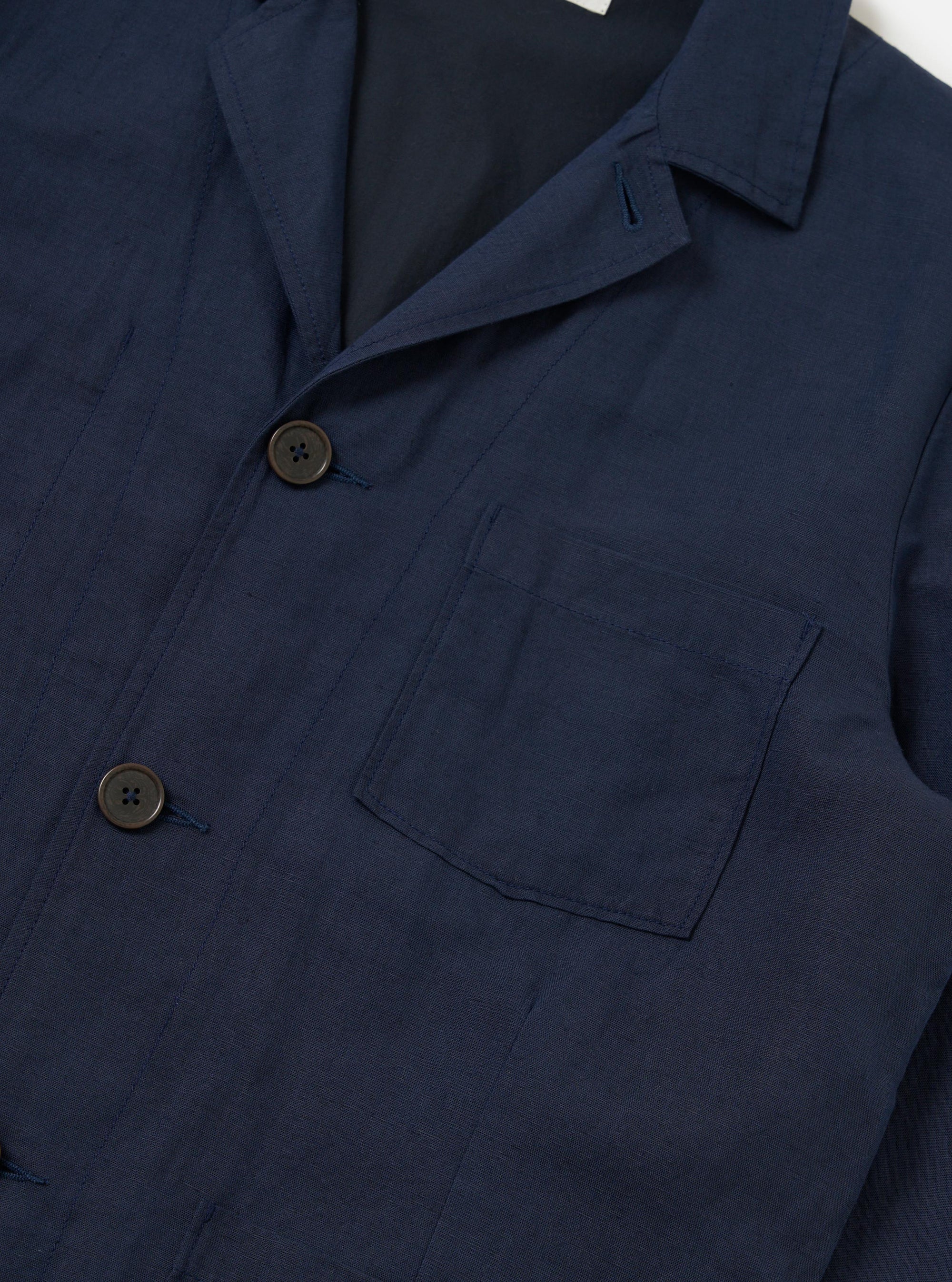 Navy Linen Cotton Shirting Dizzy Jacket