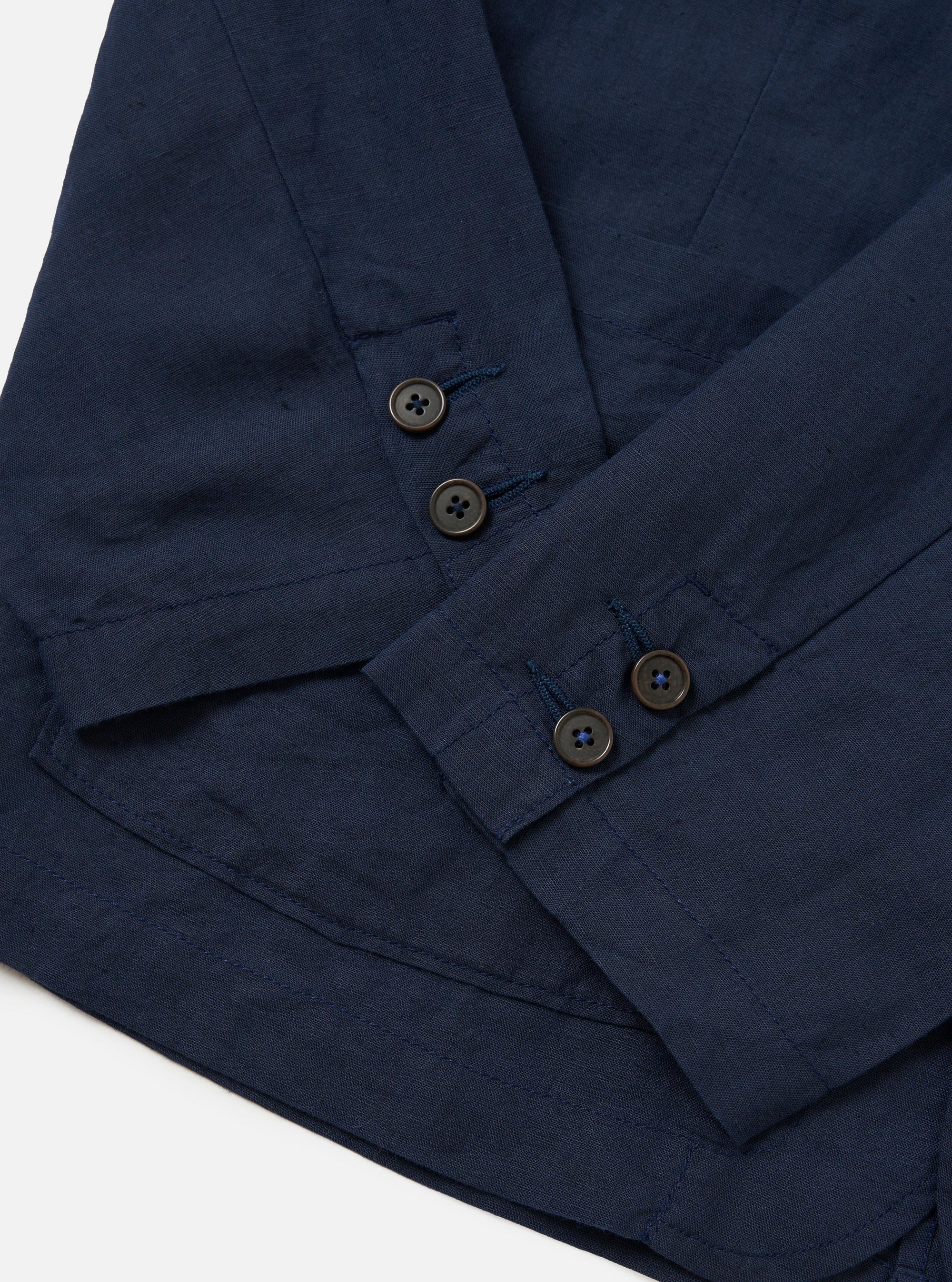 Navy Linen Cotton Shirting Dizzy Jacket