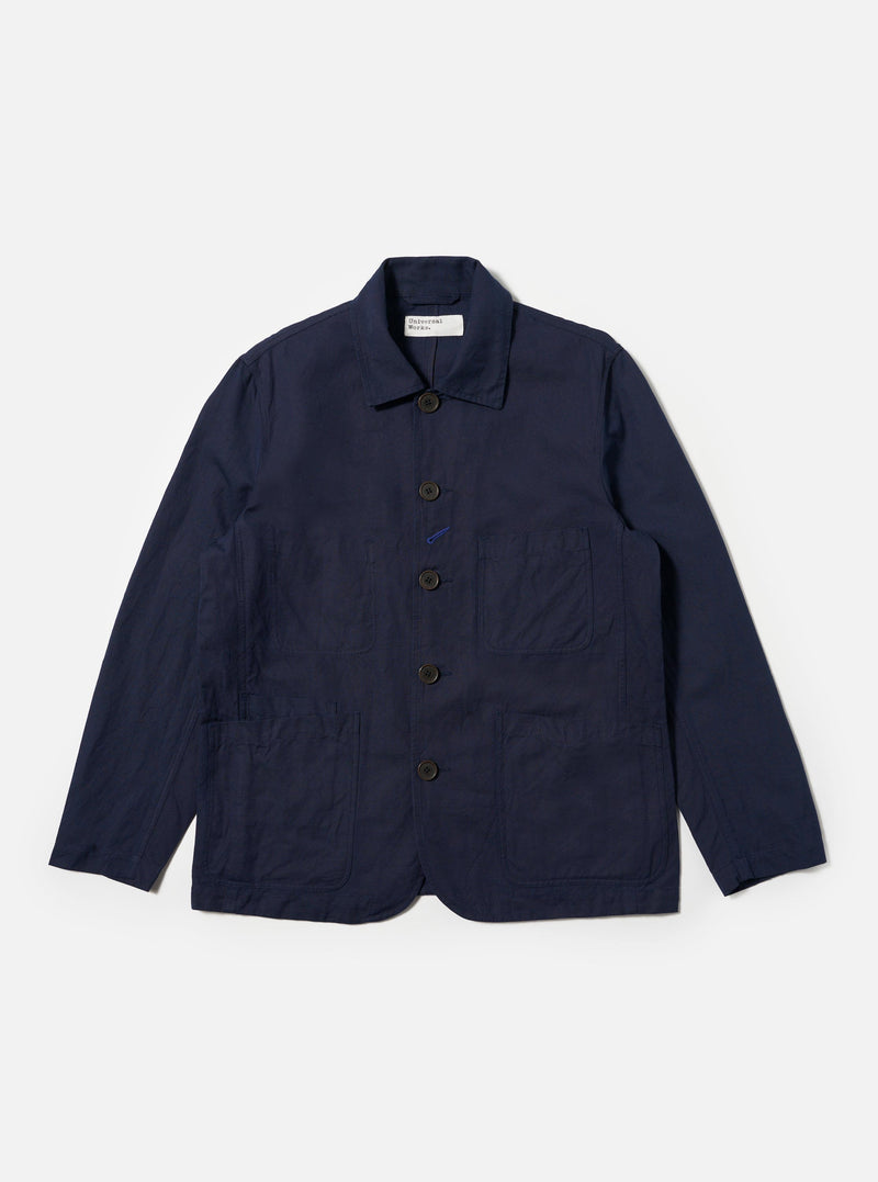 Navy Linen Slub Weave Bakers Jacket
