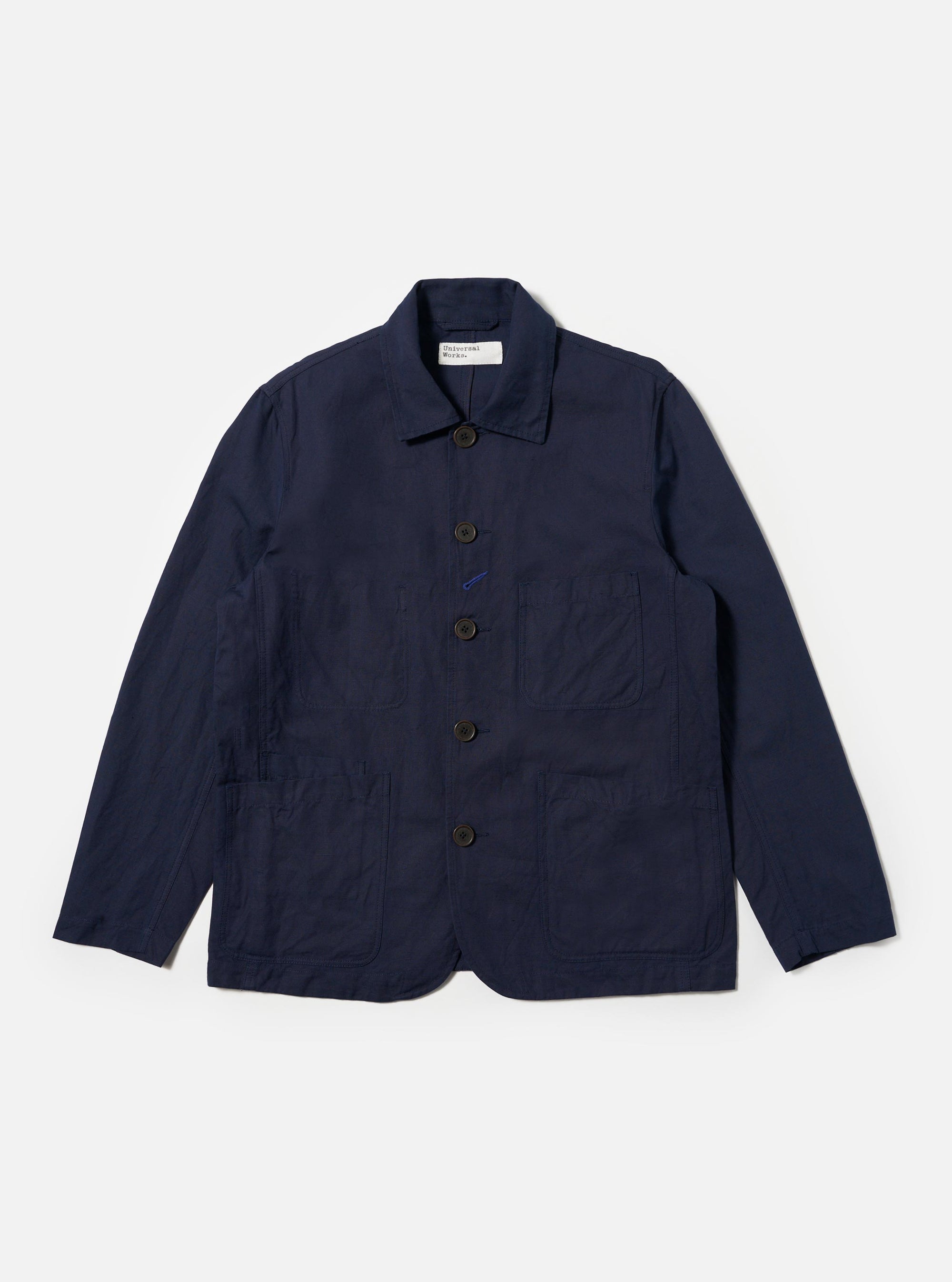 Navy Linen Slub Weave Bakers Jacket