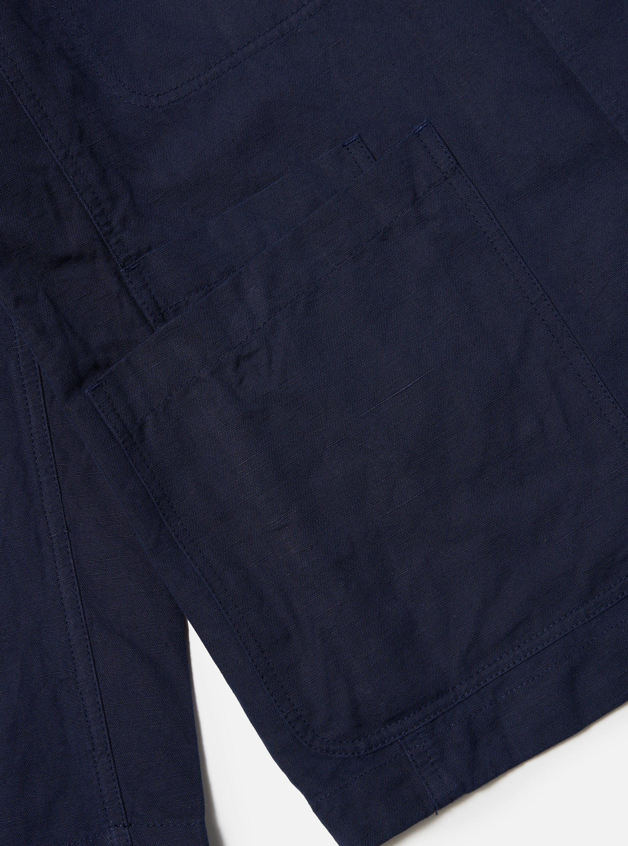 Navy Linen Slub Weave Bakers Jacket