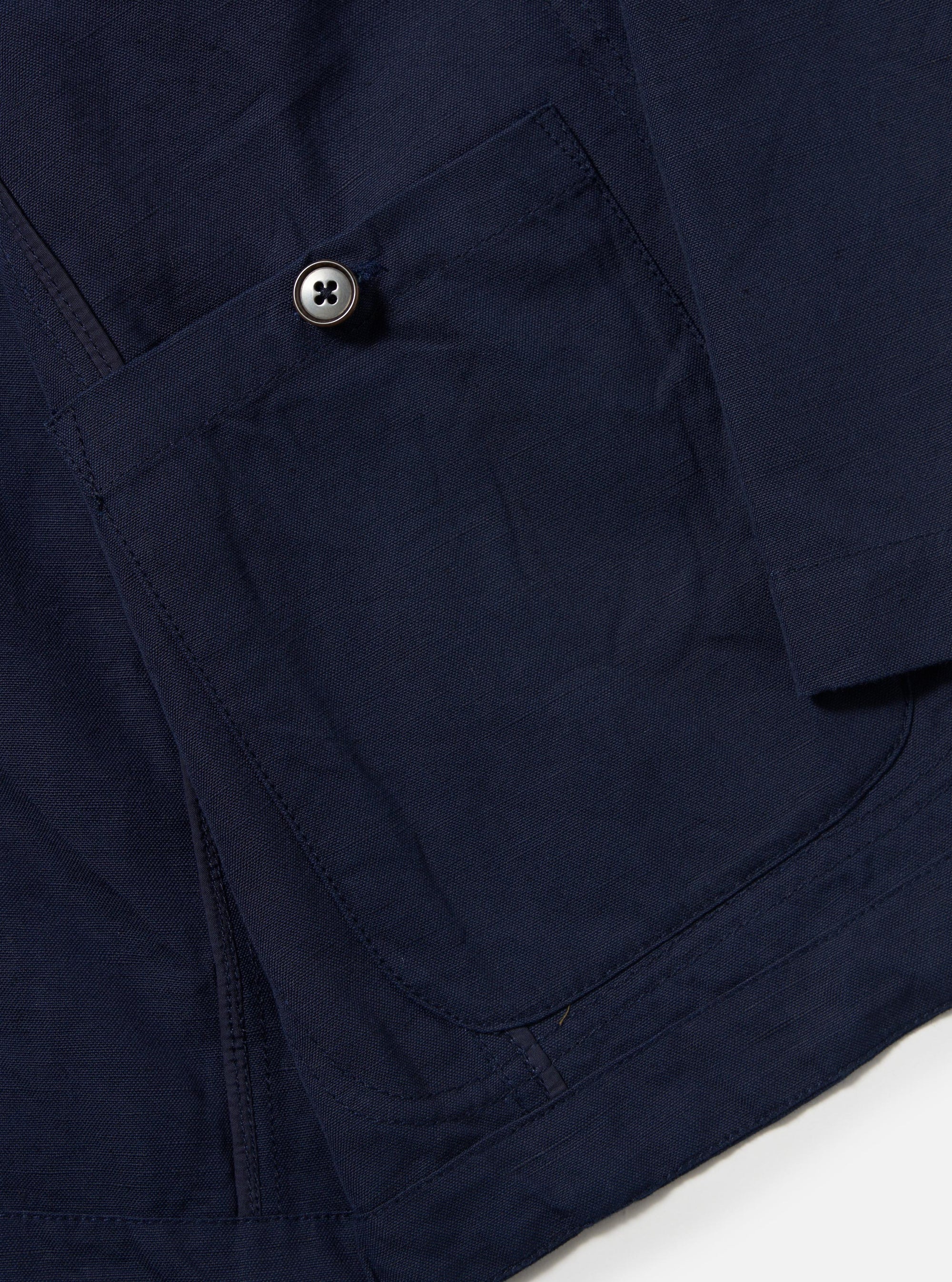 Navy Linen Slub Weave Bakers Jacket