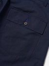 The Navy Linen Slub Weave Dizzy Trouser is shown from the back as a flat lay against a plain white background. The image highlights the wide-leg silhouette and the distinct textured finish of the navy blue linen slub fabric. The trousers feature a clean waistband and a single rear patch pocket on the right side.