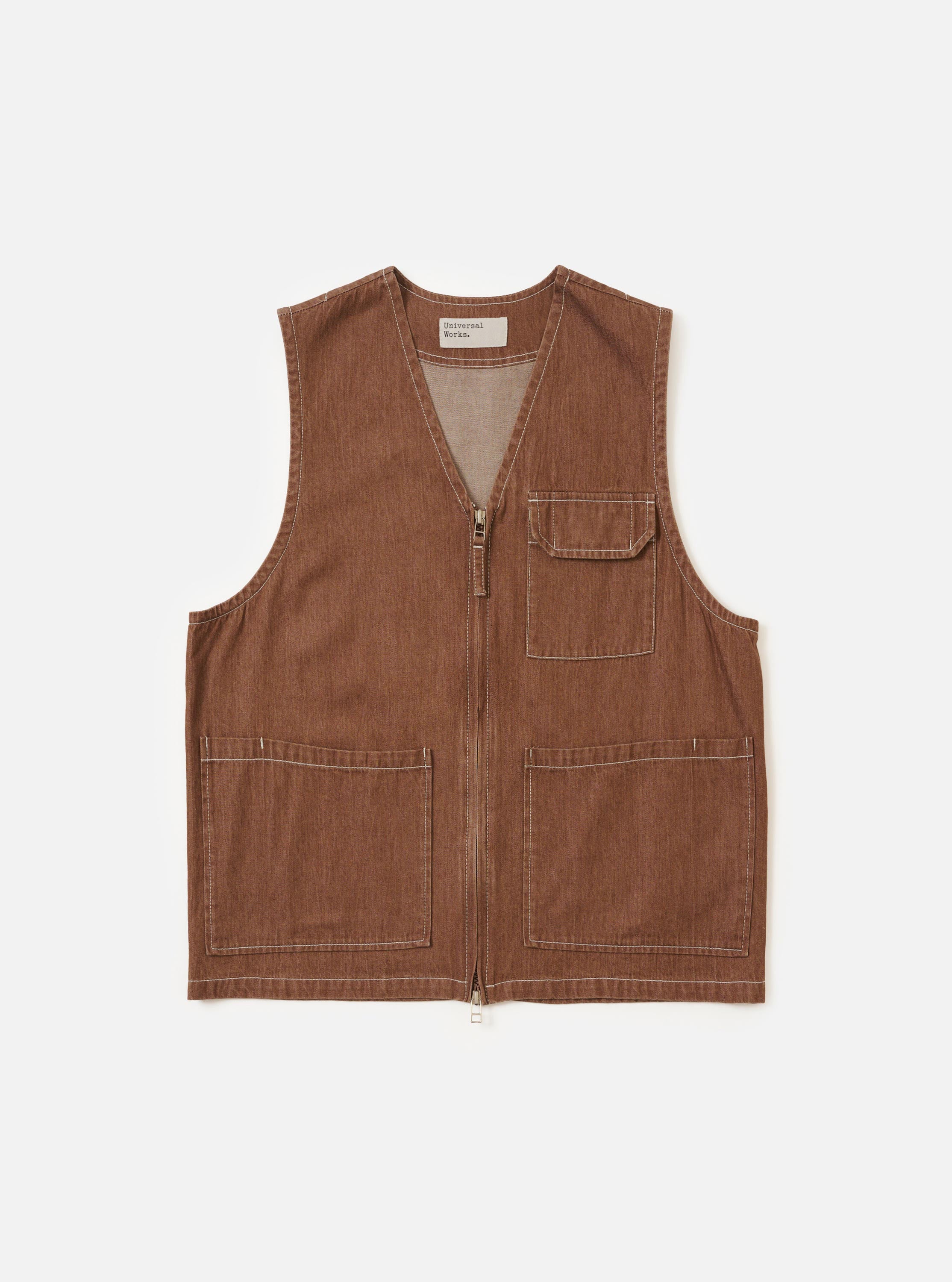 新品 euw Balloon Loop Gilet Brown ジレ 1 Men's Brown Meco Denim Marine Gilet – Universal Works