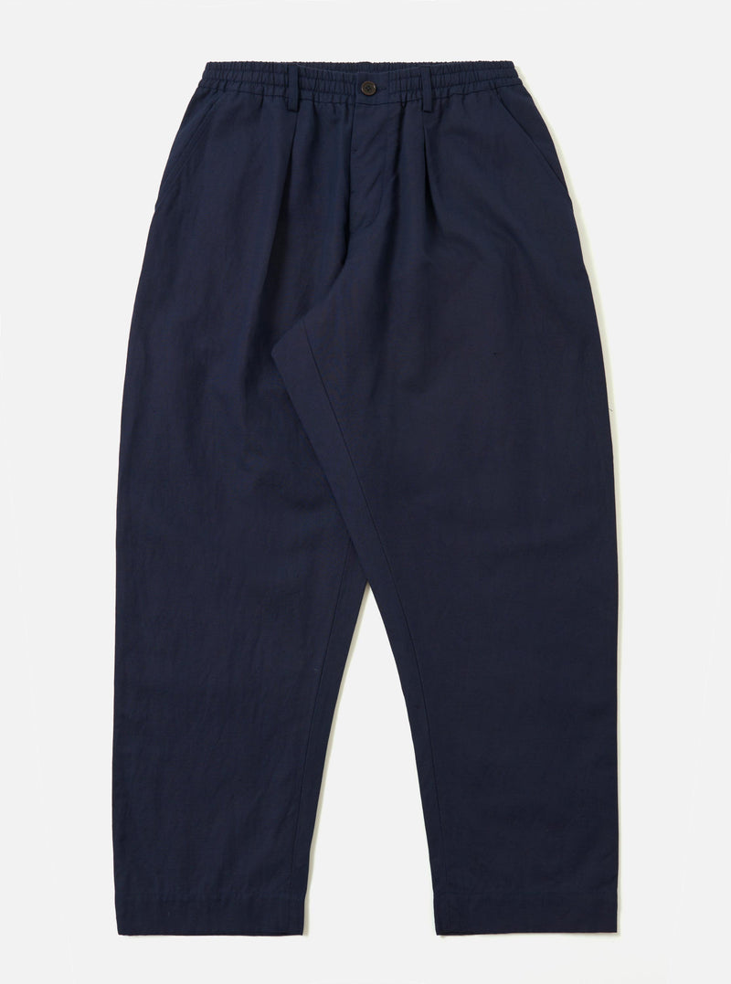 Navy Linen Slub Weave Oxford Pant
