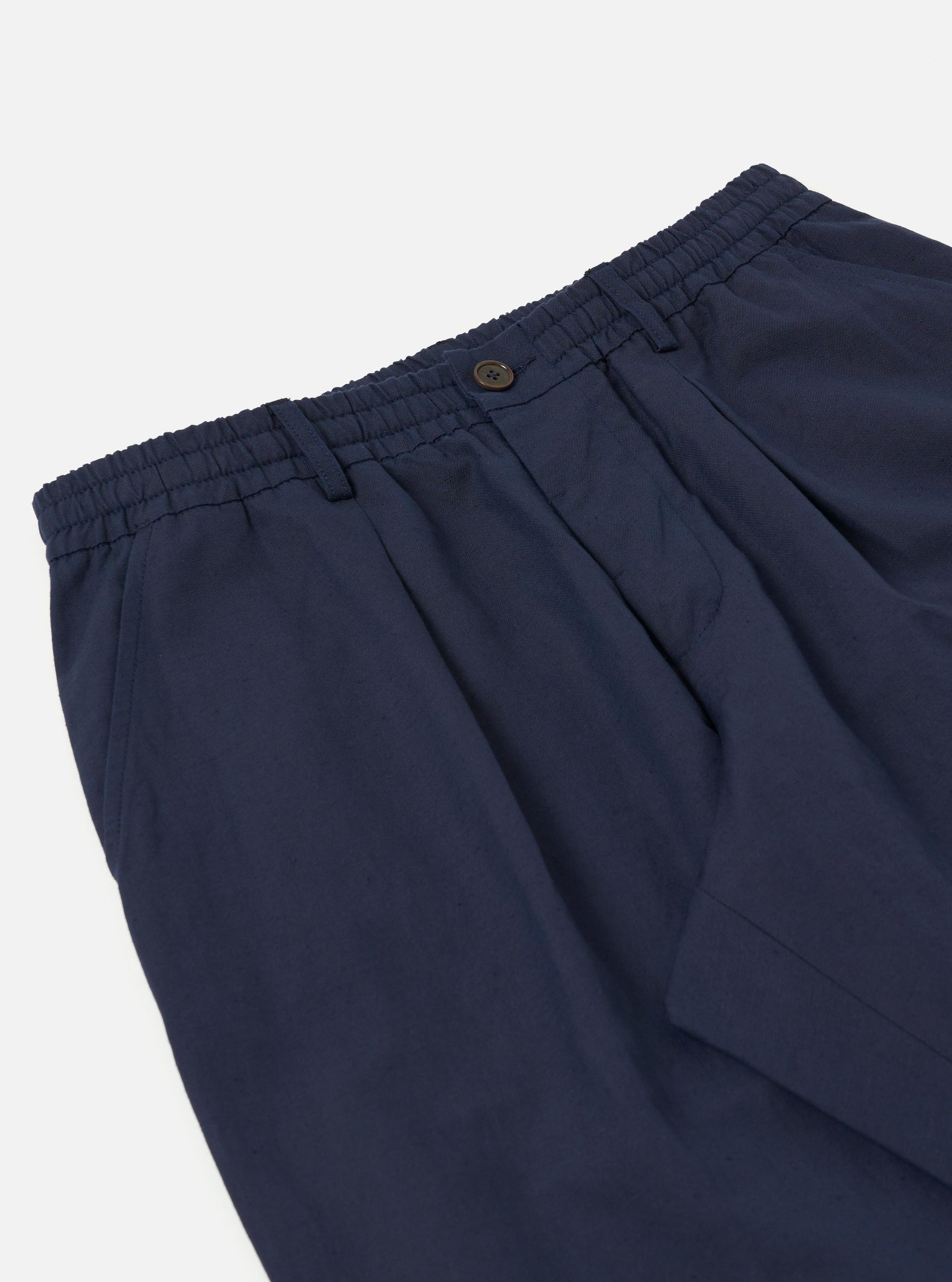Navy Linen Slub Weave Oxford Pant