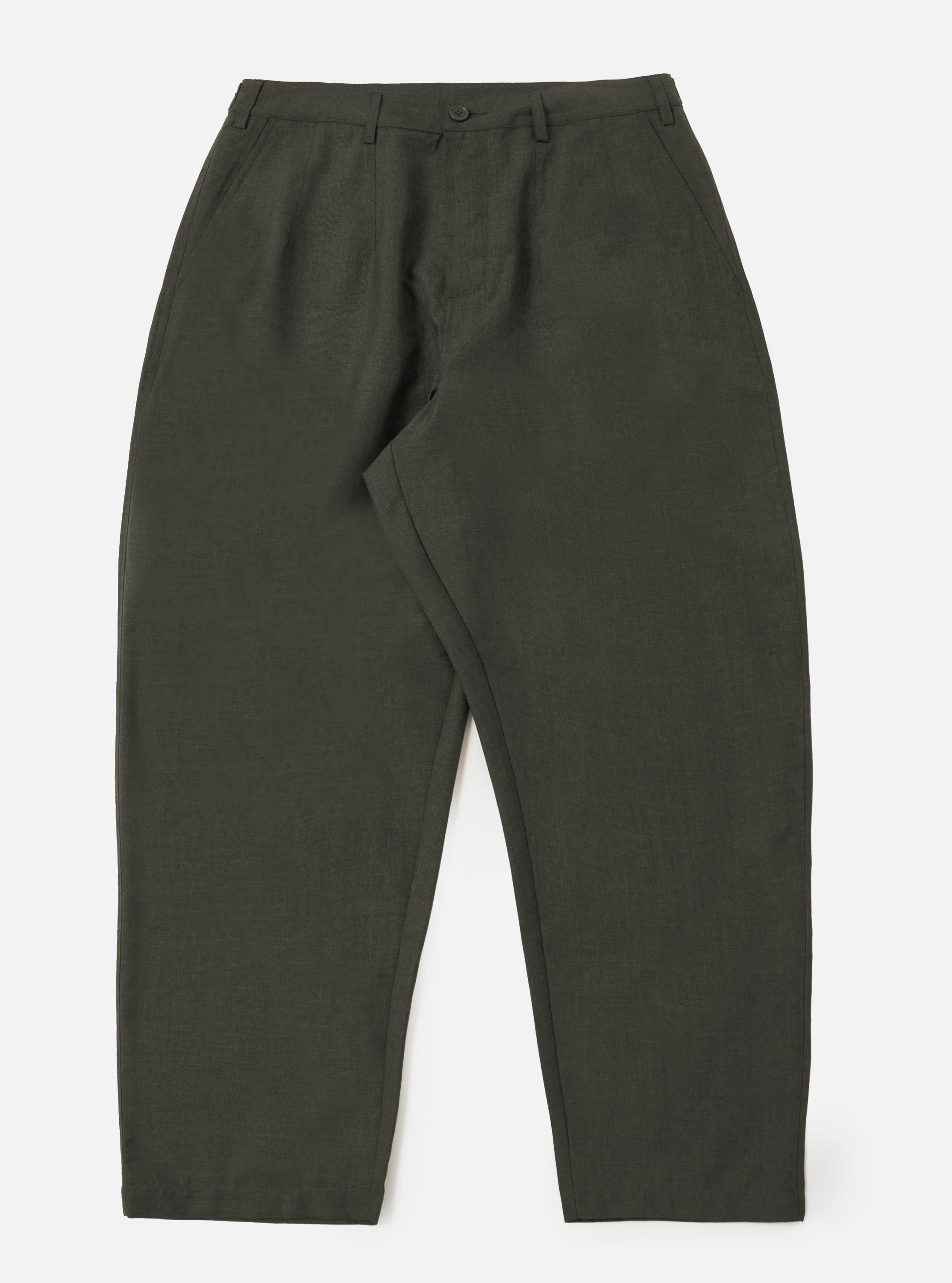Men's Green Marl Tropical Suiting Dutch Wide Leg Pant – Universal
