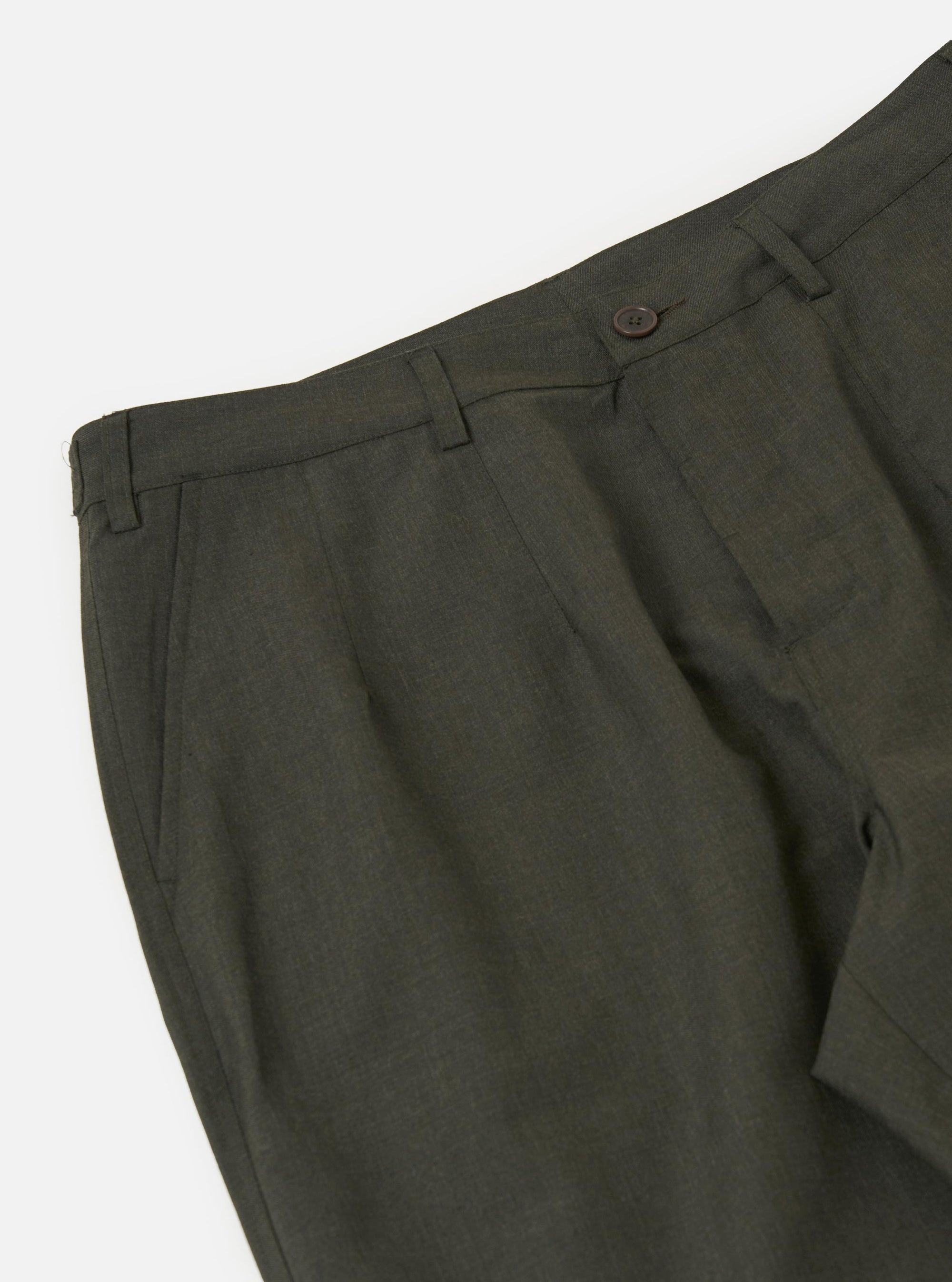Olive Marl Tropical Suiting Dutch Pant