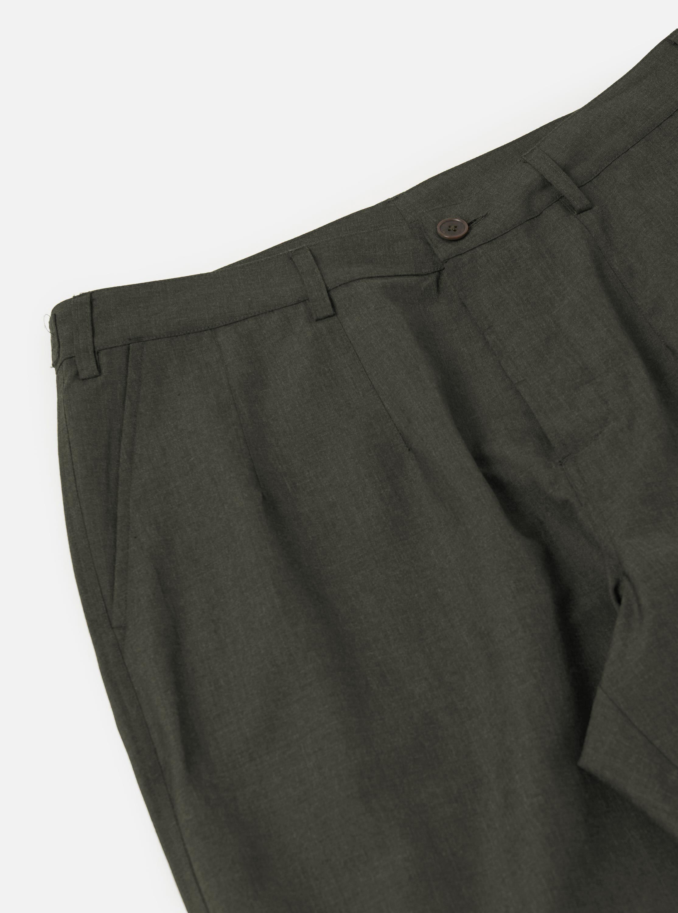 Men's Green Marl Tropical Suiting Dutch Wide Leg Pant – Universal