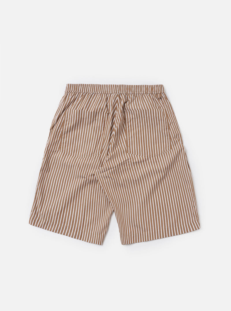 Brown/White Cotton Stripe Vacation Short