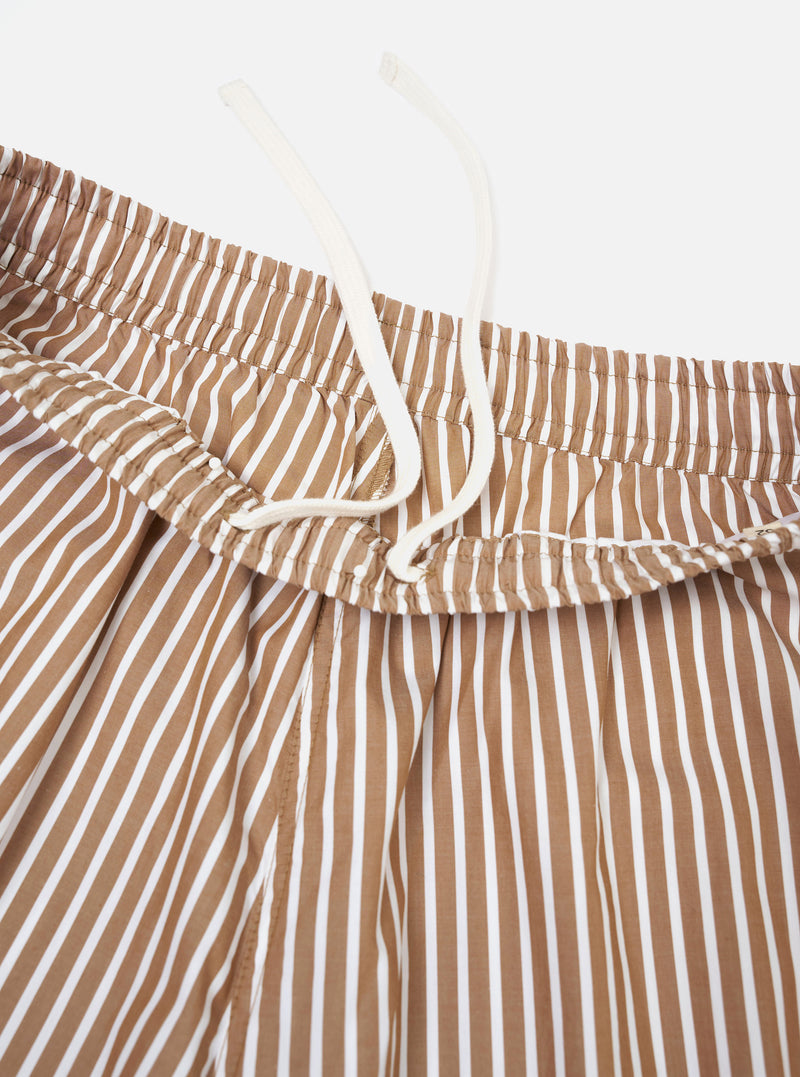 Brown/White Cotton Stripe Vacation Short