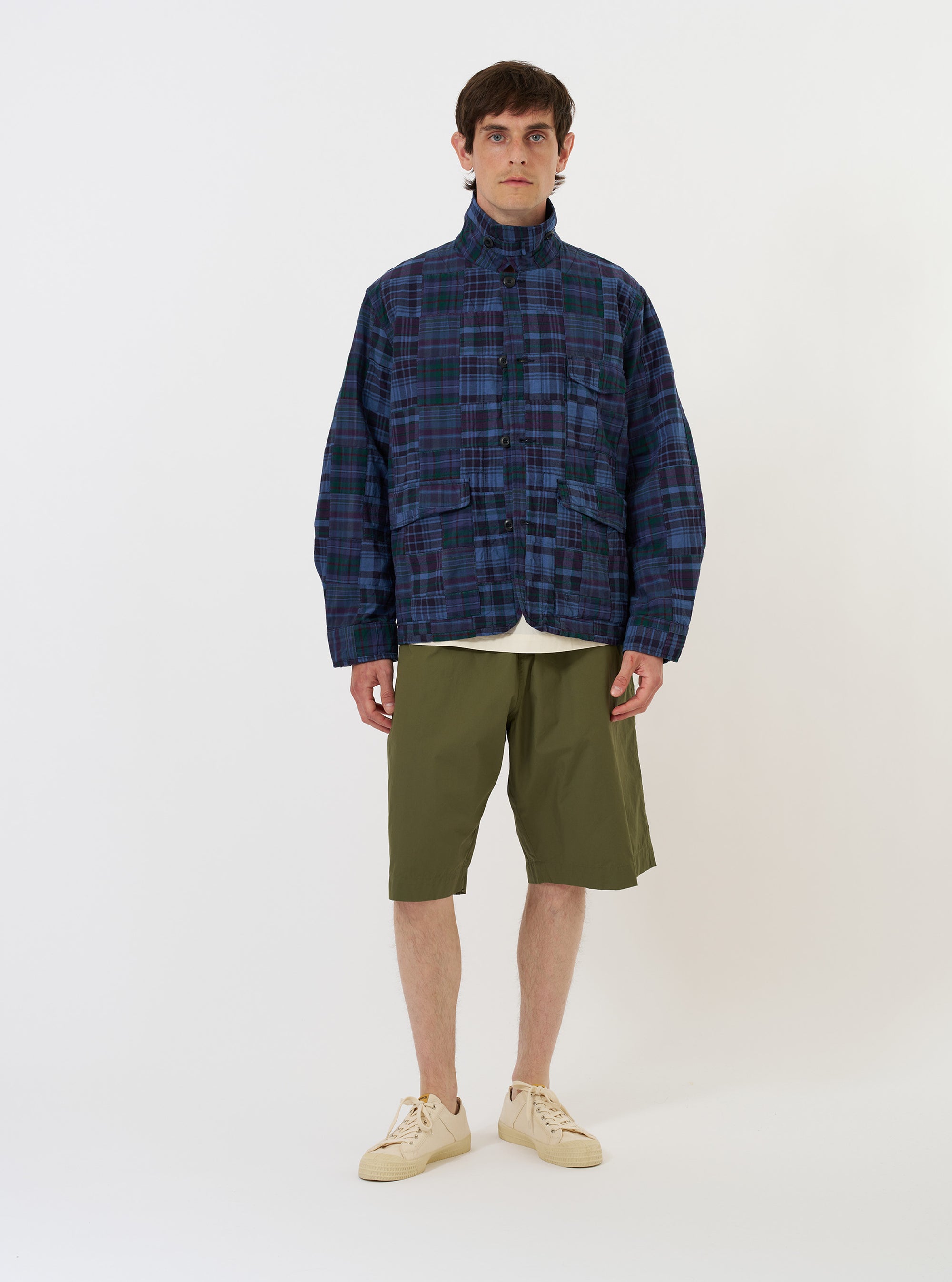 Navy Madras Patchwork Duty Jacket