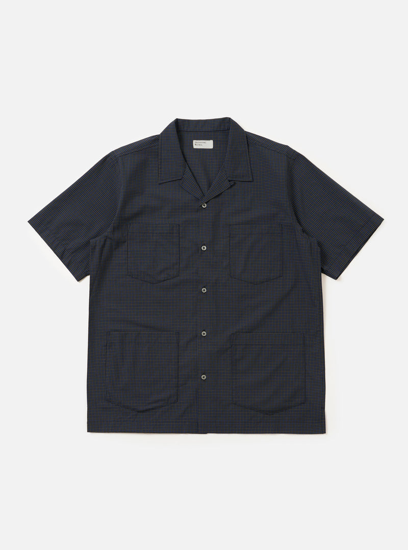 Navy Check Plaid Summer Overshirt