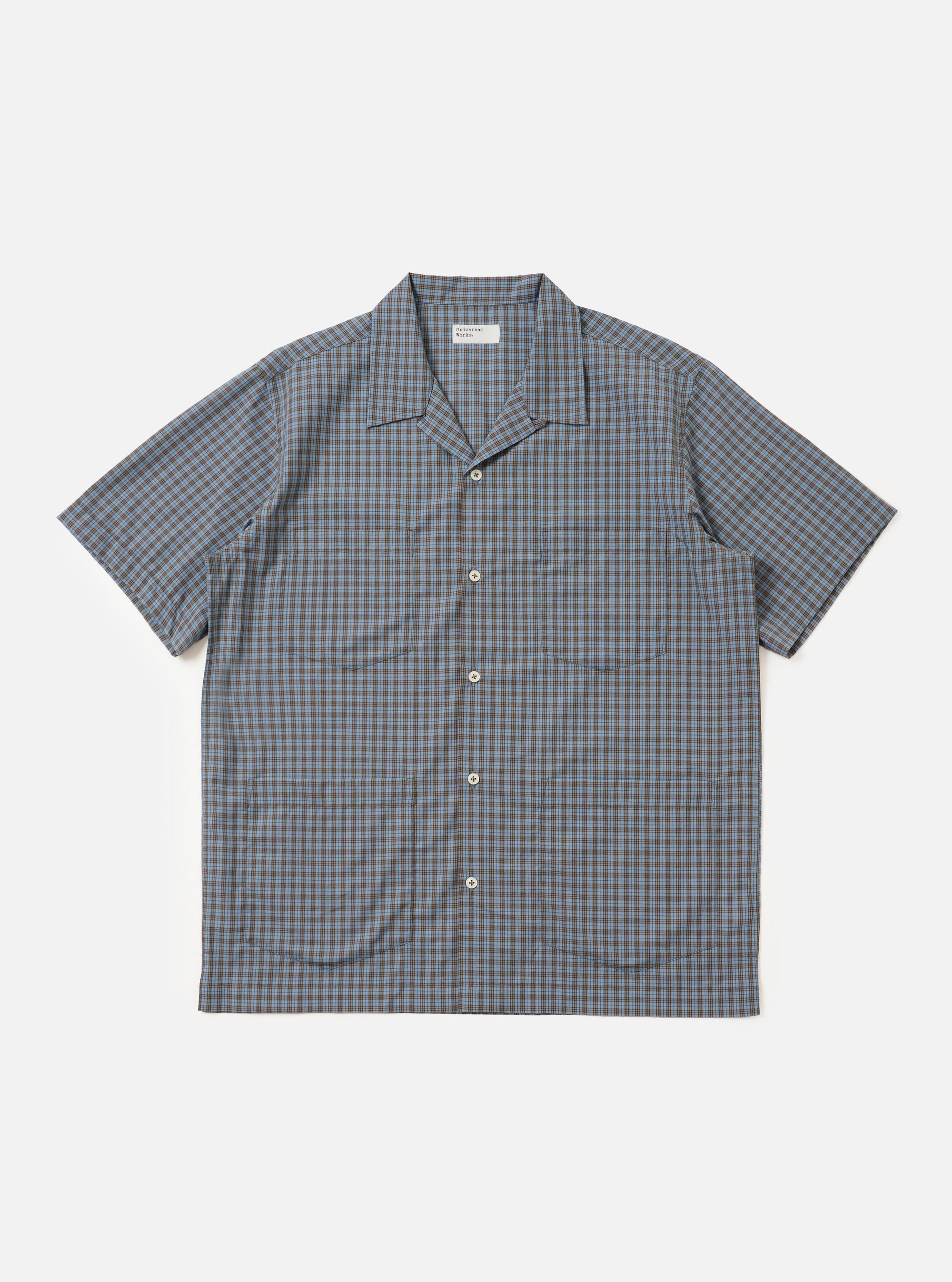Pale Blue Check Plaid Summer Overshirt