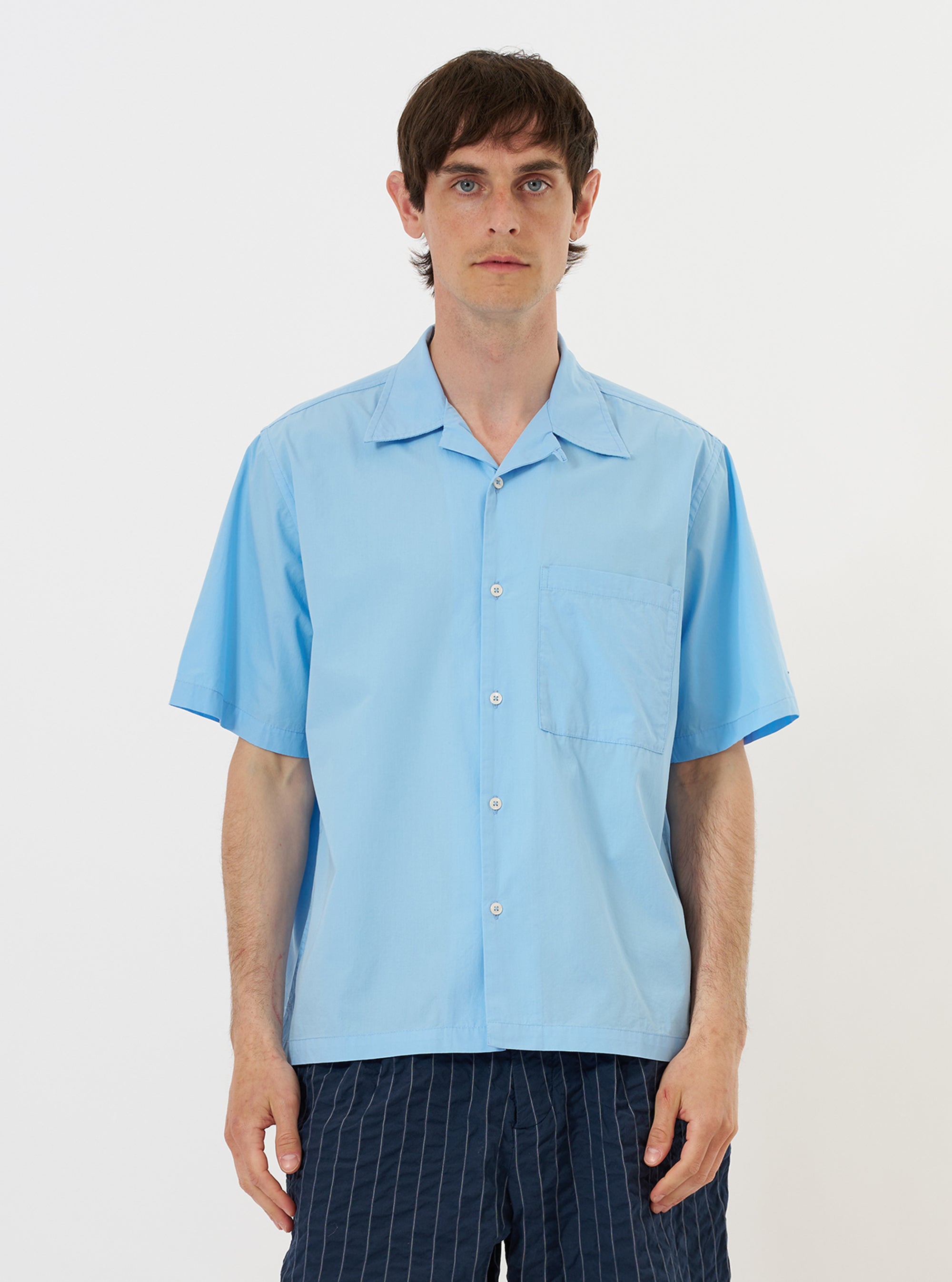 Pale Blue Broadcloth Camp Shirt