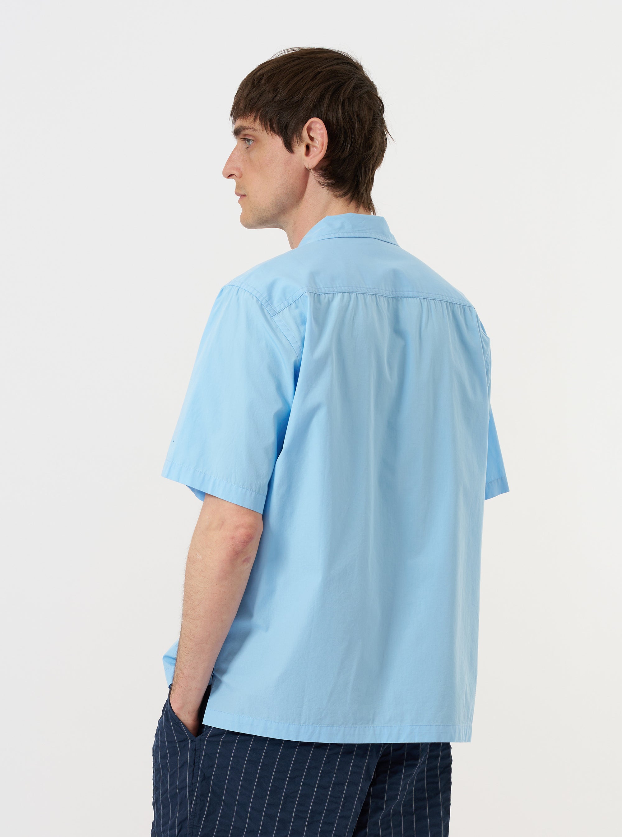 Pale Blue Broadcloth Camp Shirt