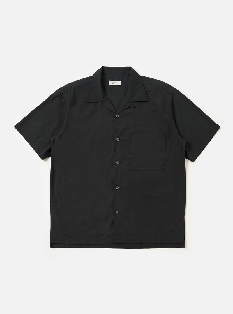 Black Broadcloth Camp Shirt